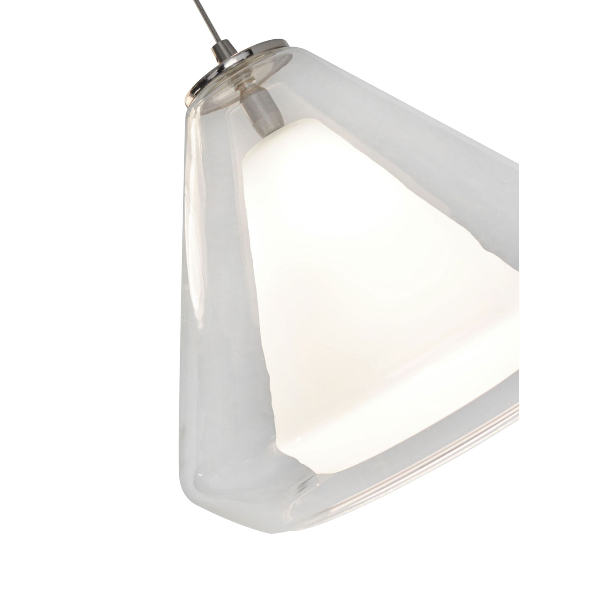 Armitage 10 in. LED Pendant Light 120V 3000K Satin Nickel finish with Clear & White shade - Bees Lighting