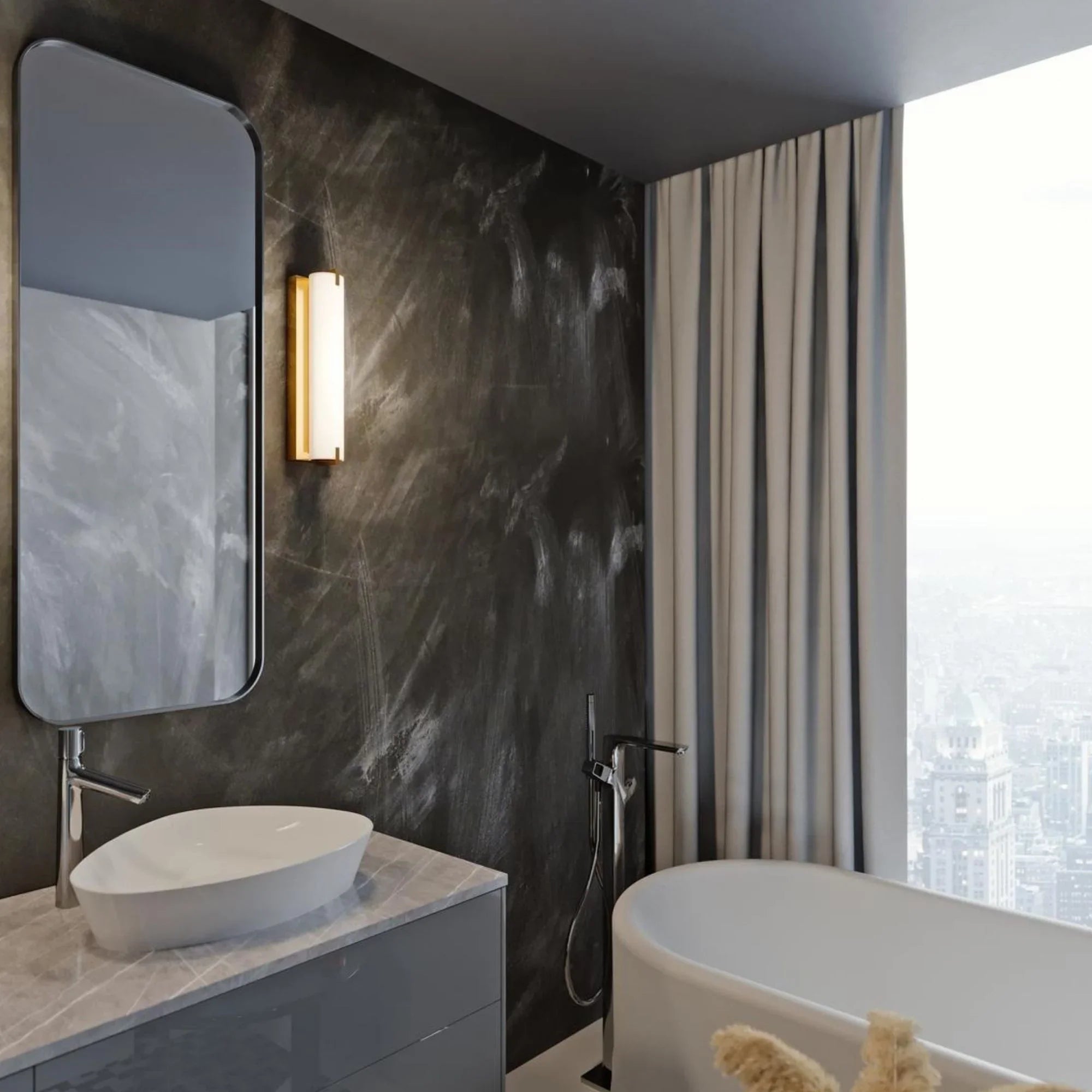 Axel 16" LED Wall Sconce, Satin Brass Finish - Bees Lighting