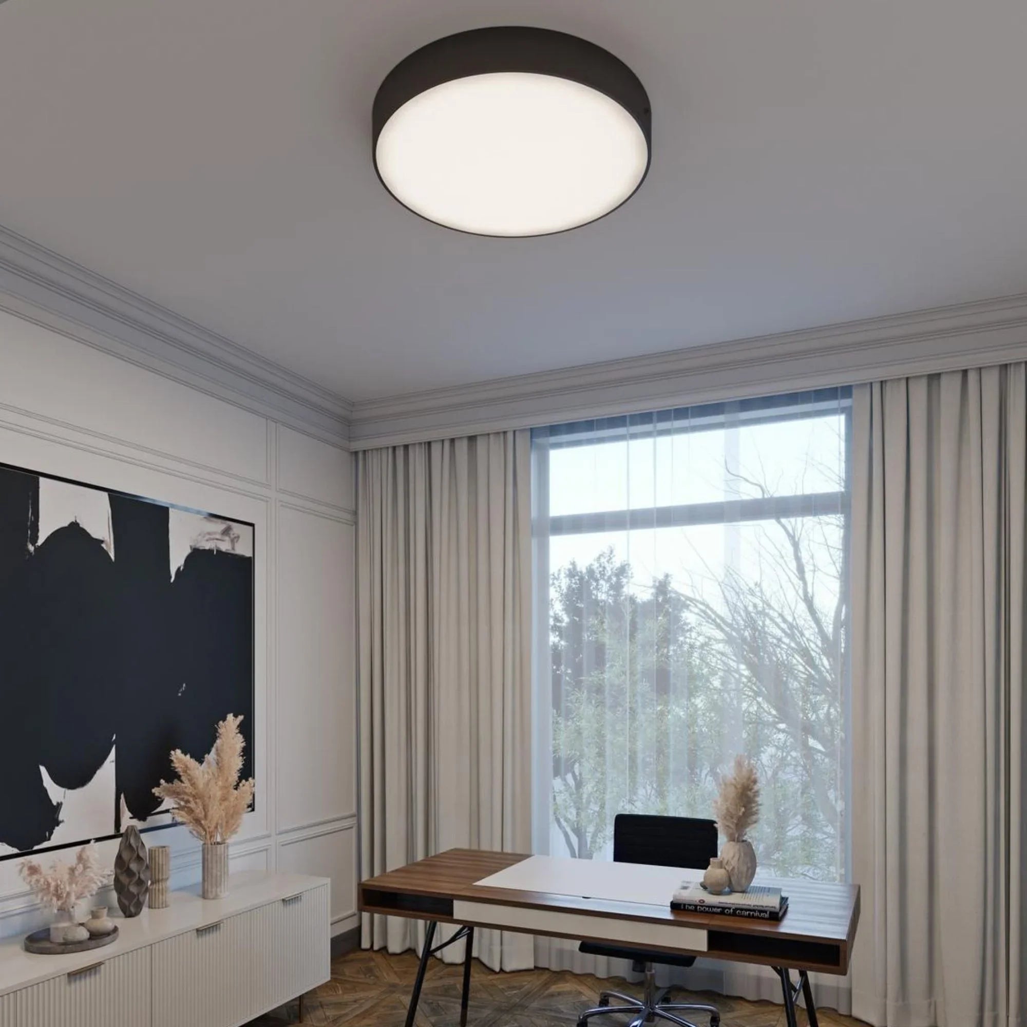 Bailey 12" LED Flush Mount, Black Finish