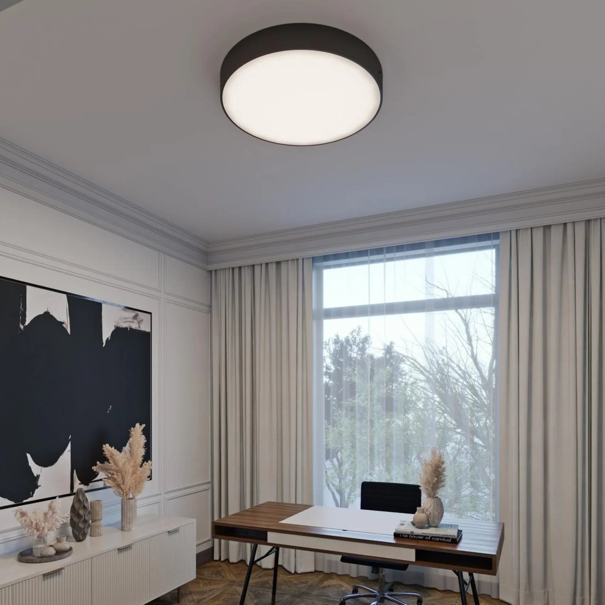 Bailey 14" LED Flush Mount, Black Finish