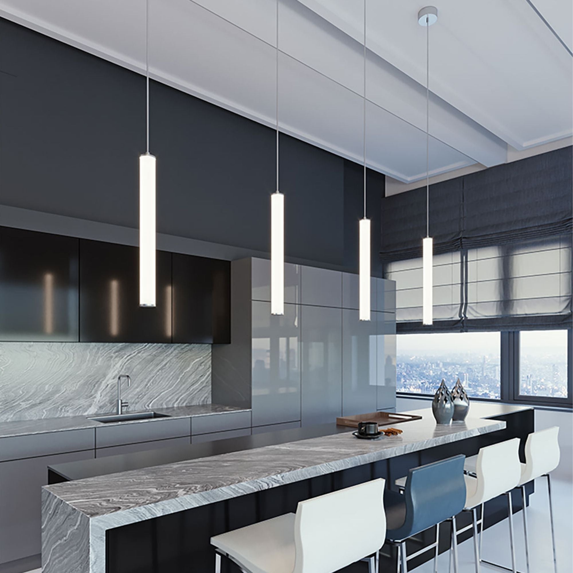Caden 24 in. LED Pendant Light Satin Nickel Finish - Bees Lighting