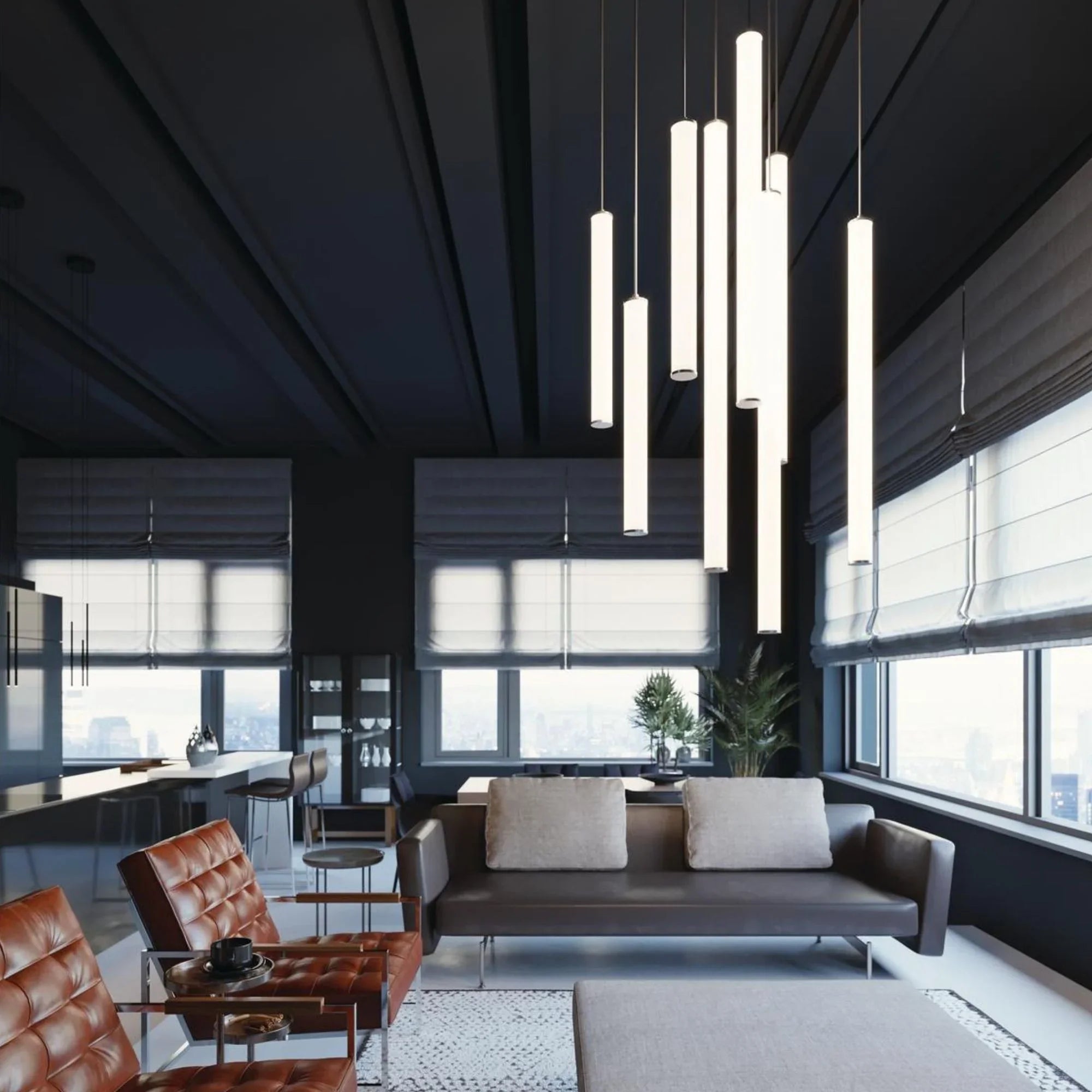 Caden 48" LED Pendant, Satin Nickel Finish - Bees Lighting