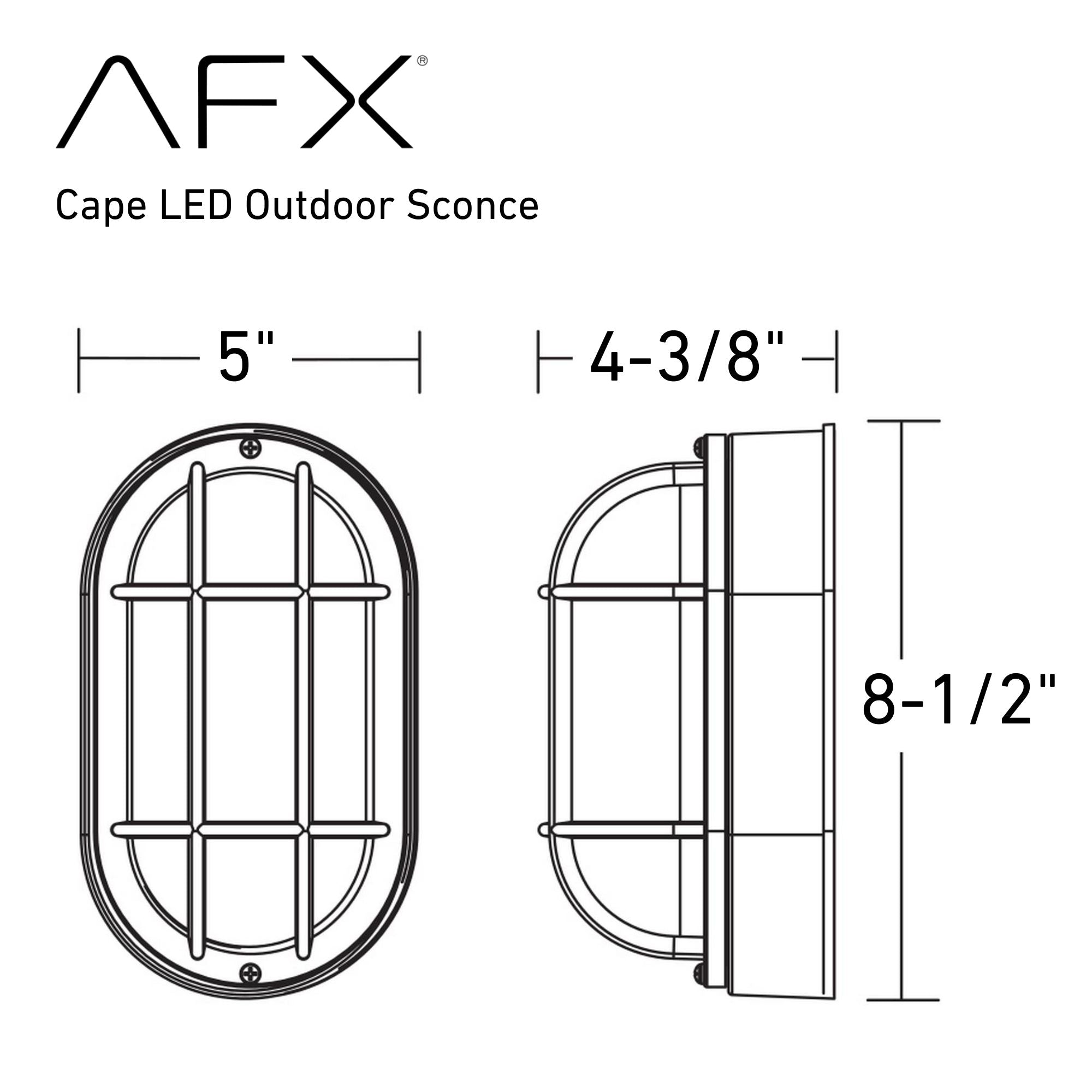 Cape 8.5" LED Bulkhead Light, 600 Lm, 3000K, Black - Bees Lighting