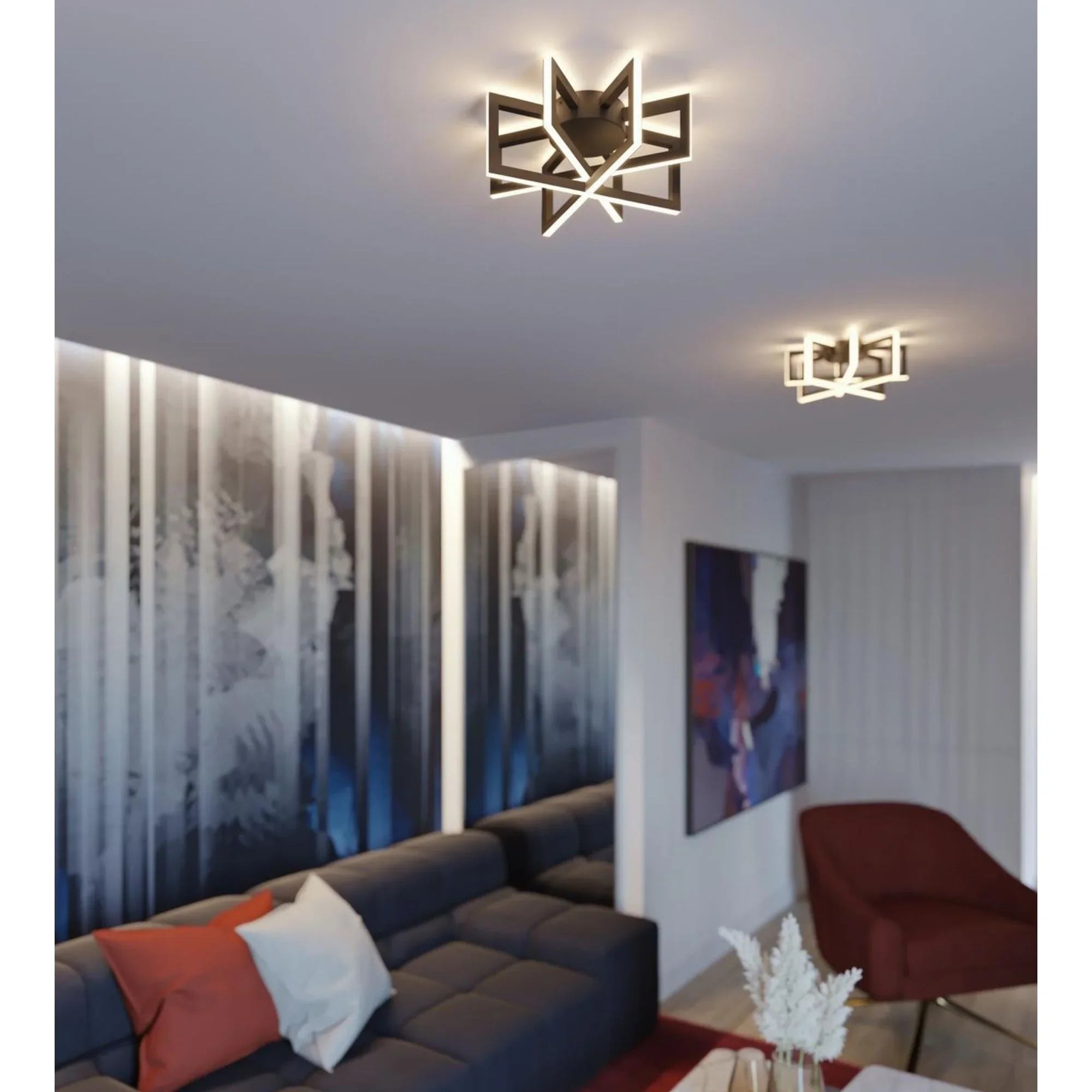 Cass 17" LED Semi-Flush Mount, Black Finish - Bees Lighting