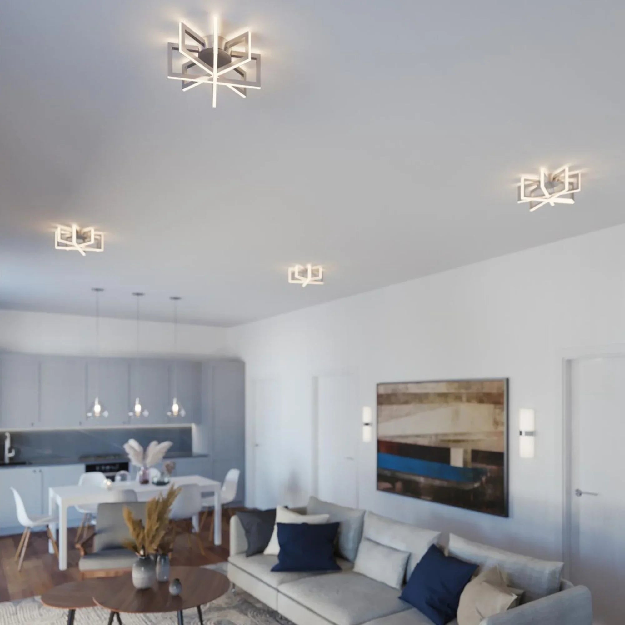 Cass 17" LED Semi-Flush Mount, Satin Nickel Finish - Bees Lighting