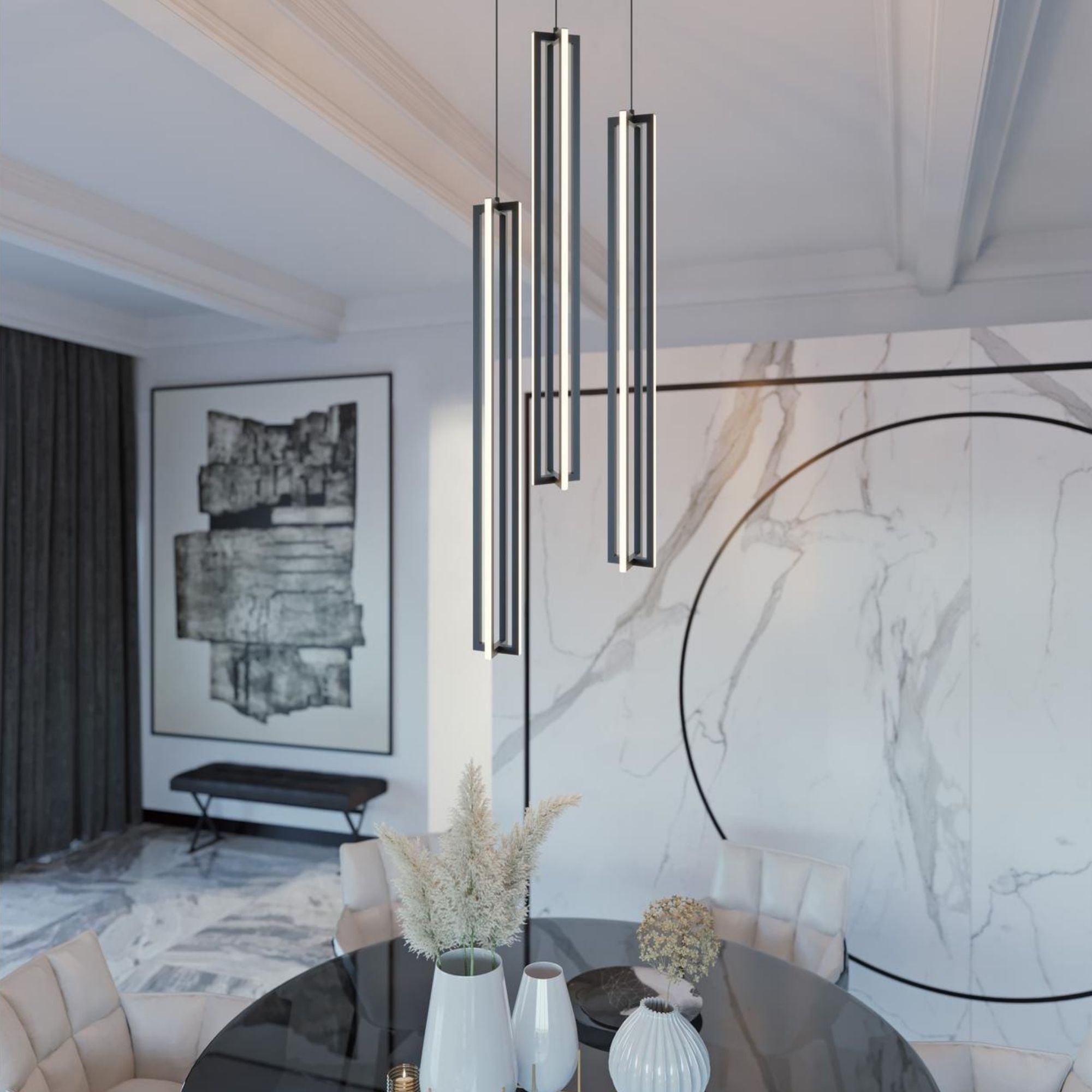 Cass 12 in. Single LED Pendant Light Satin Nickel finish - Bees Lighting