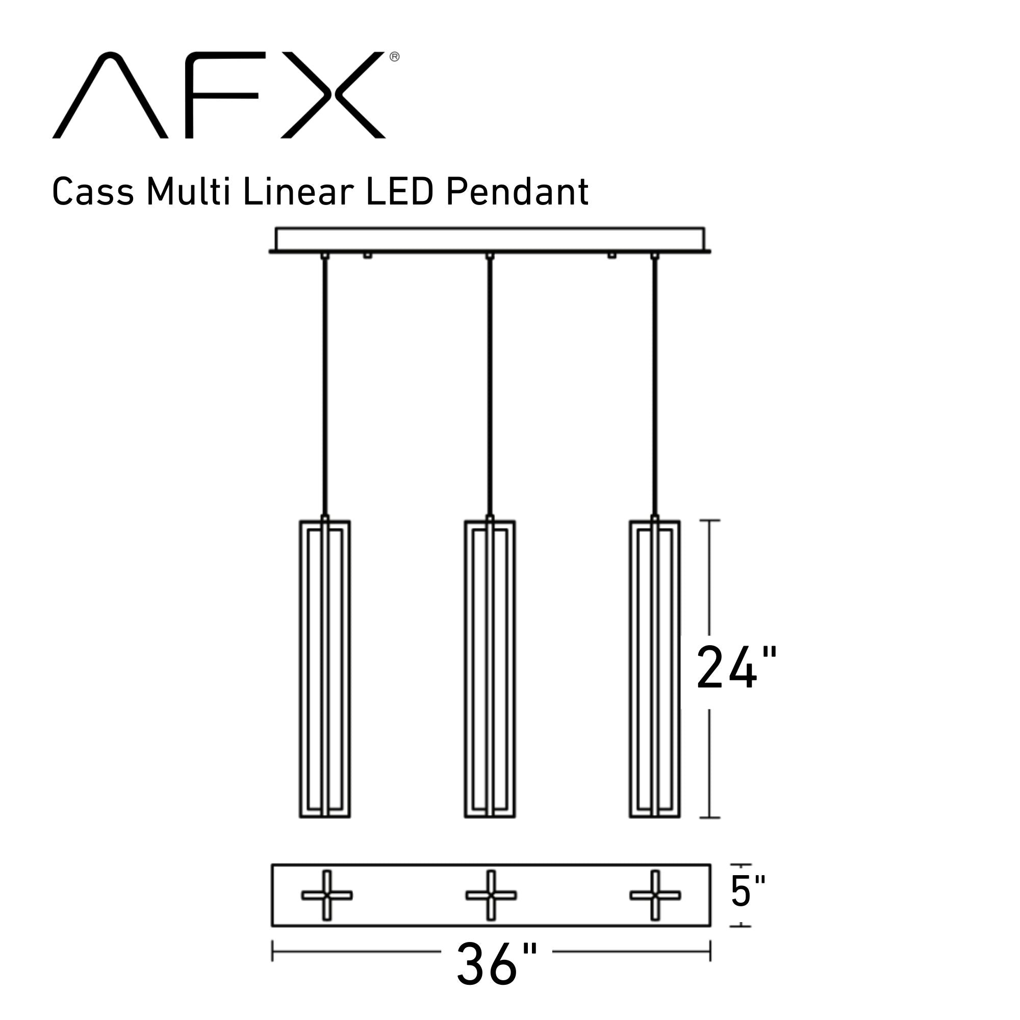 Cass 24 in. Linear LED Pendant Light Black finish - Bees Lighting