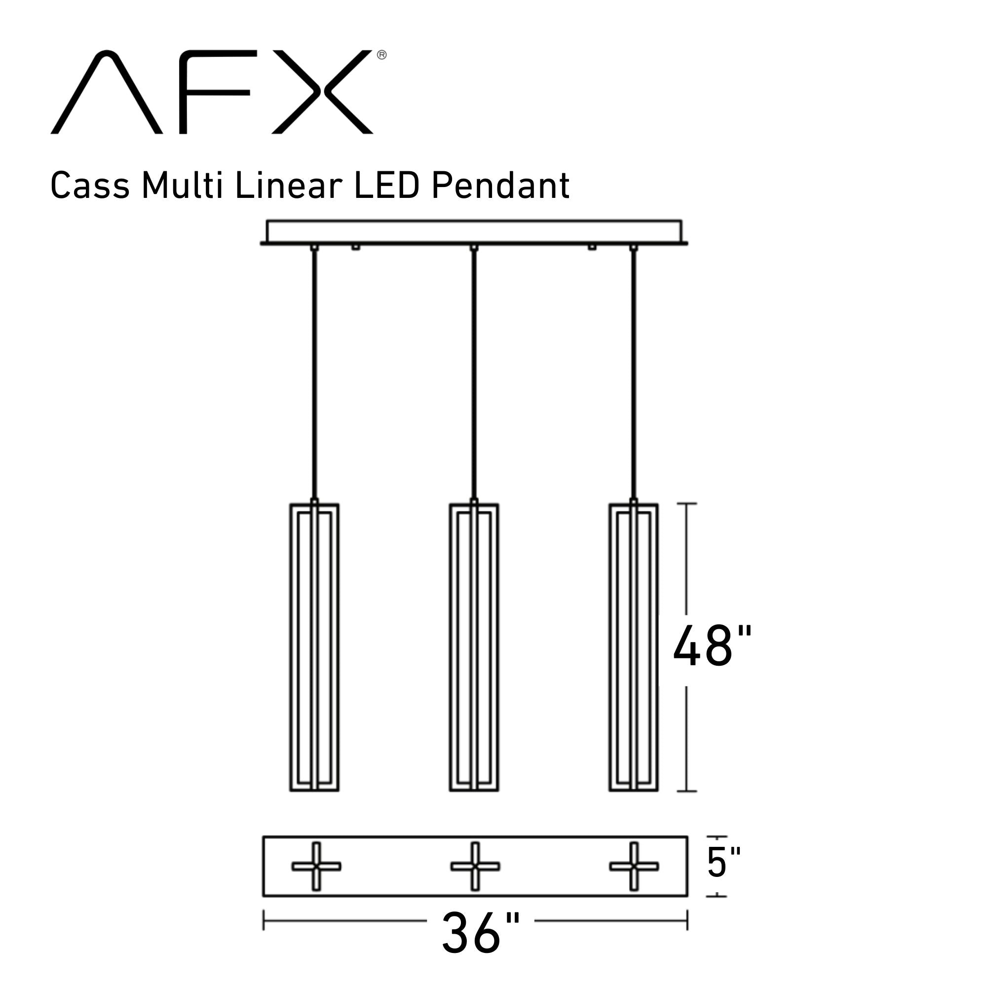 Cass 48 in. Linear LED Pendant Light Black finish - Bees Lighting