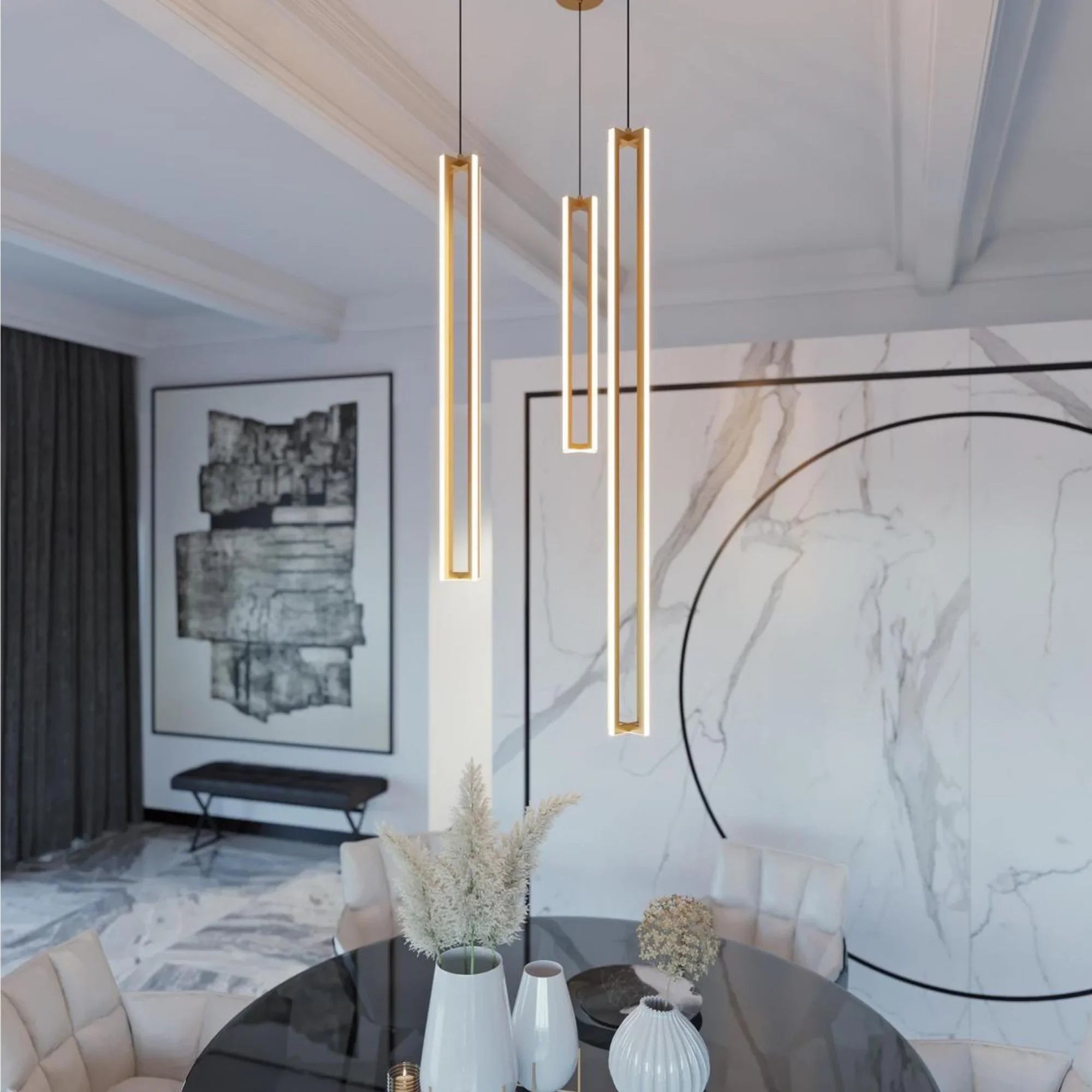 Cass 48" LED Pendant, Gold Finish - Bees Lighting