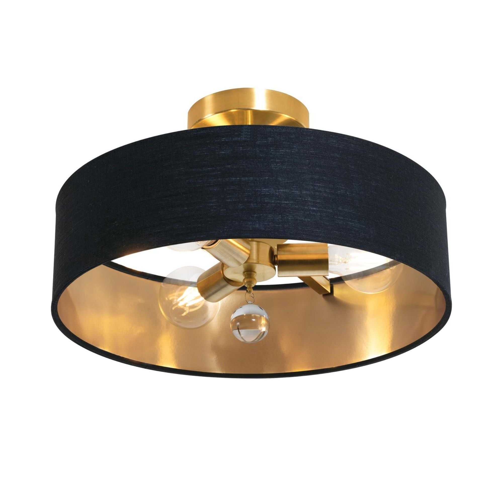 Celine 18'' 3-Light Convertible Pendant Light, Satin Brass Finish with Black/Gold shade - Bees Lighting