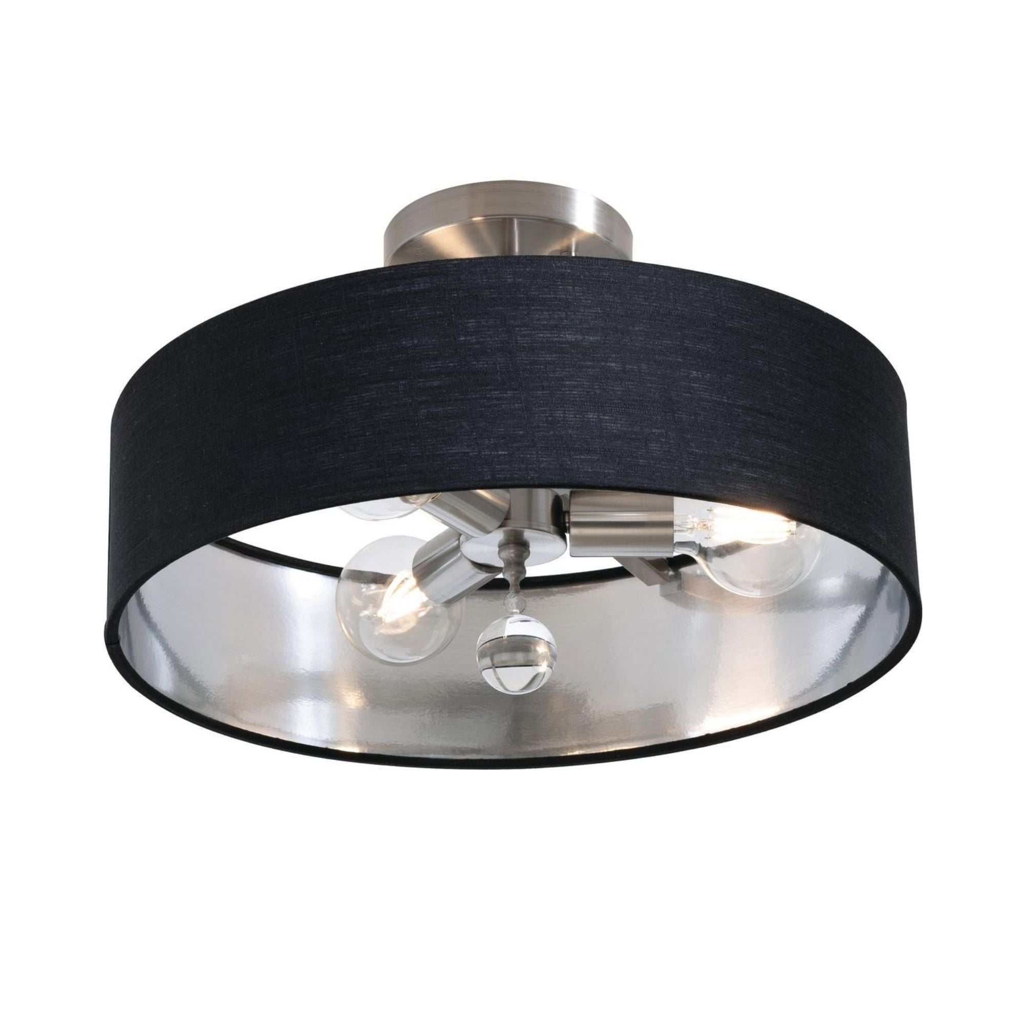 Celine 18'' 3-Light Convertible Pendant Light, Satin Nickel Finish with White/Gold shade - Bees Lighting