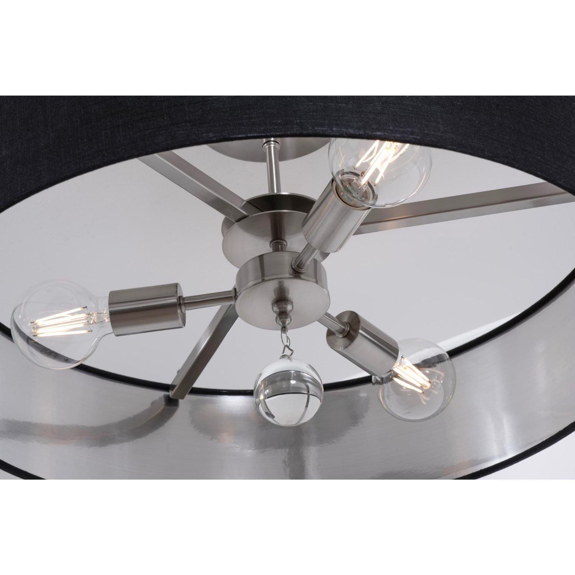 Celine 18'' 3-Light Convertible Pendant Light, Satin Nickel Finish with White/Gold shade - Bees Lighting