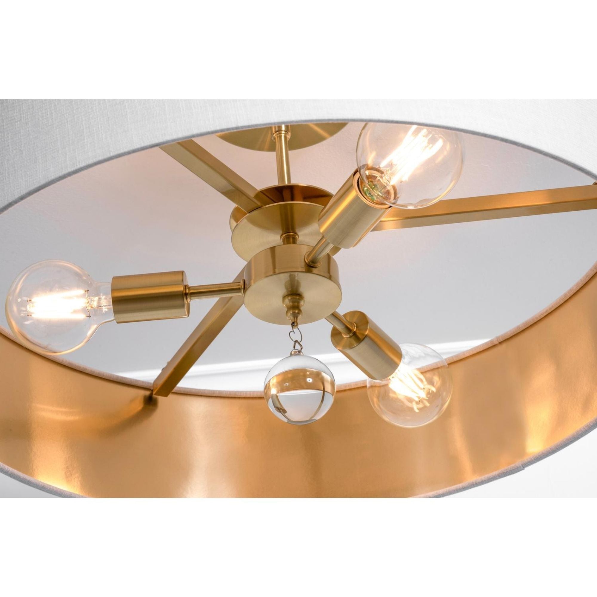 Celine 24'' 3-Light Convertible Pendant Light, Satin Brass Finish with Black/Silver shade - Bees Lighting