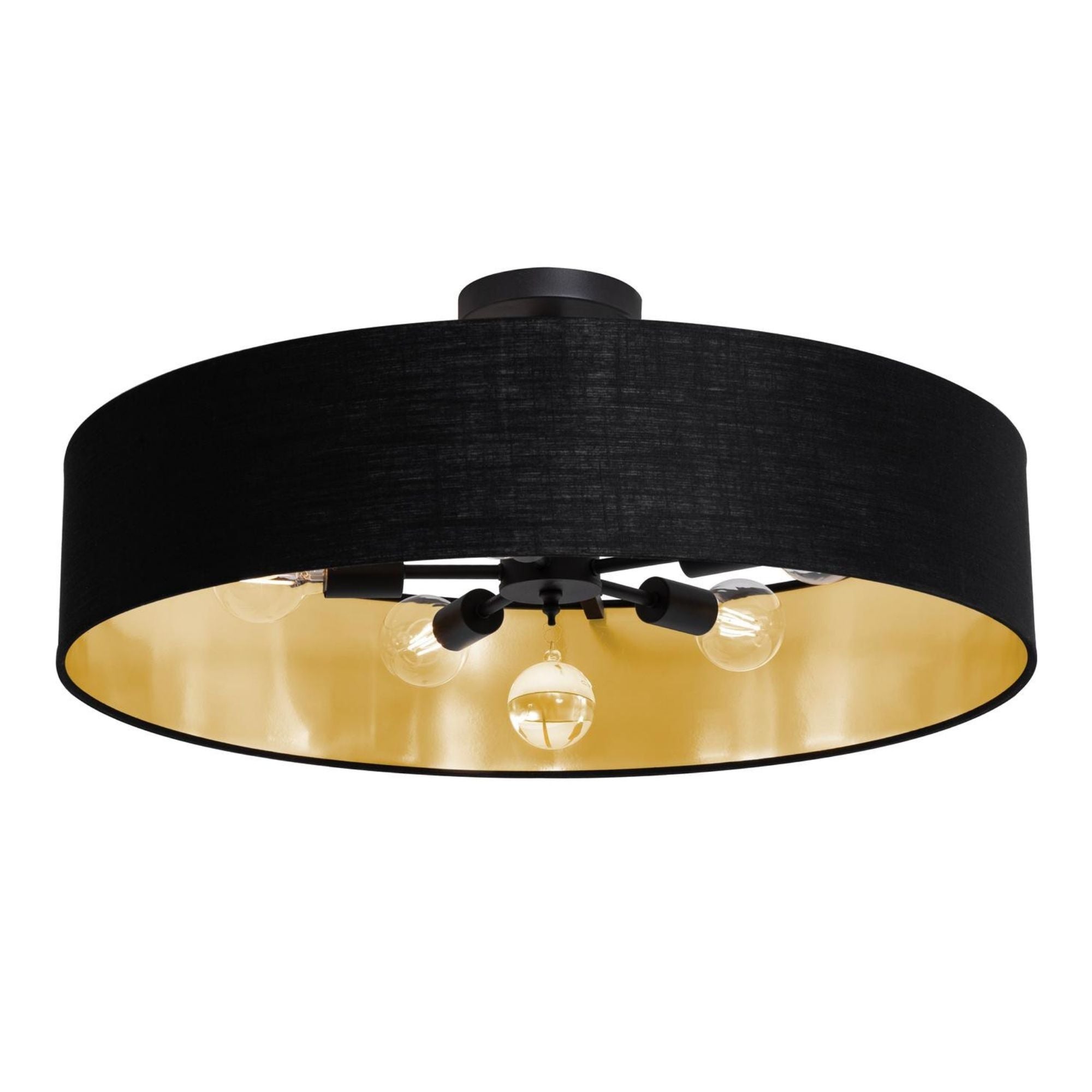 Celine 30'' 5-Light Convertible Pendant Light, Black Finish with Black/Gold shade - Bees Lighting