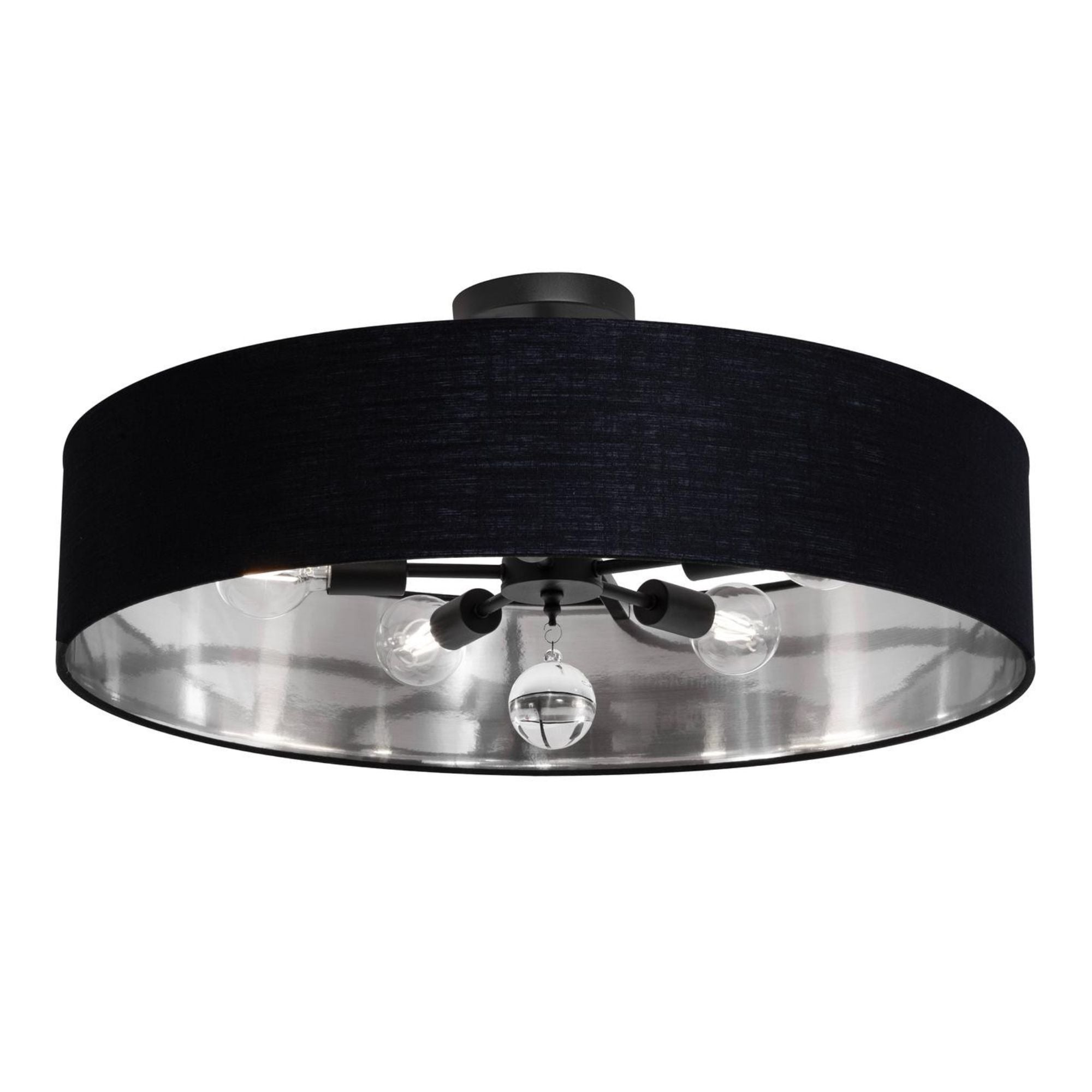 Celine 30'' 5-Light Convertible Pendant Light, Black Finish with Black/Silver shade - Bees Lighting