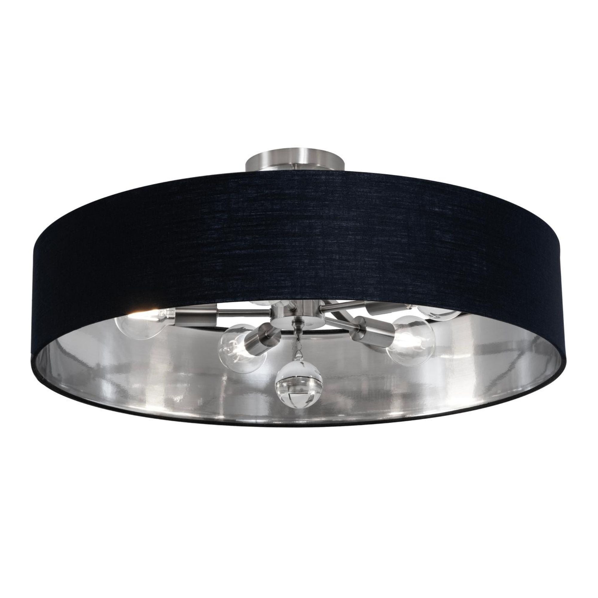 Celine 30'' 5-Light Convertible Pendant Light, Satin Nickel Finish with White/Gold shade - Bees Lighting