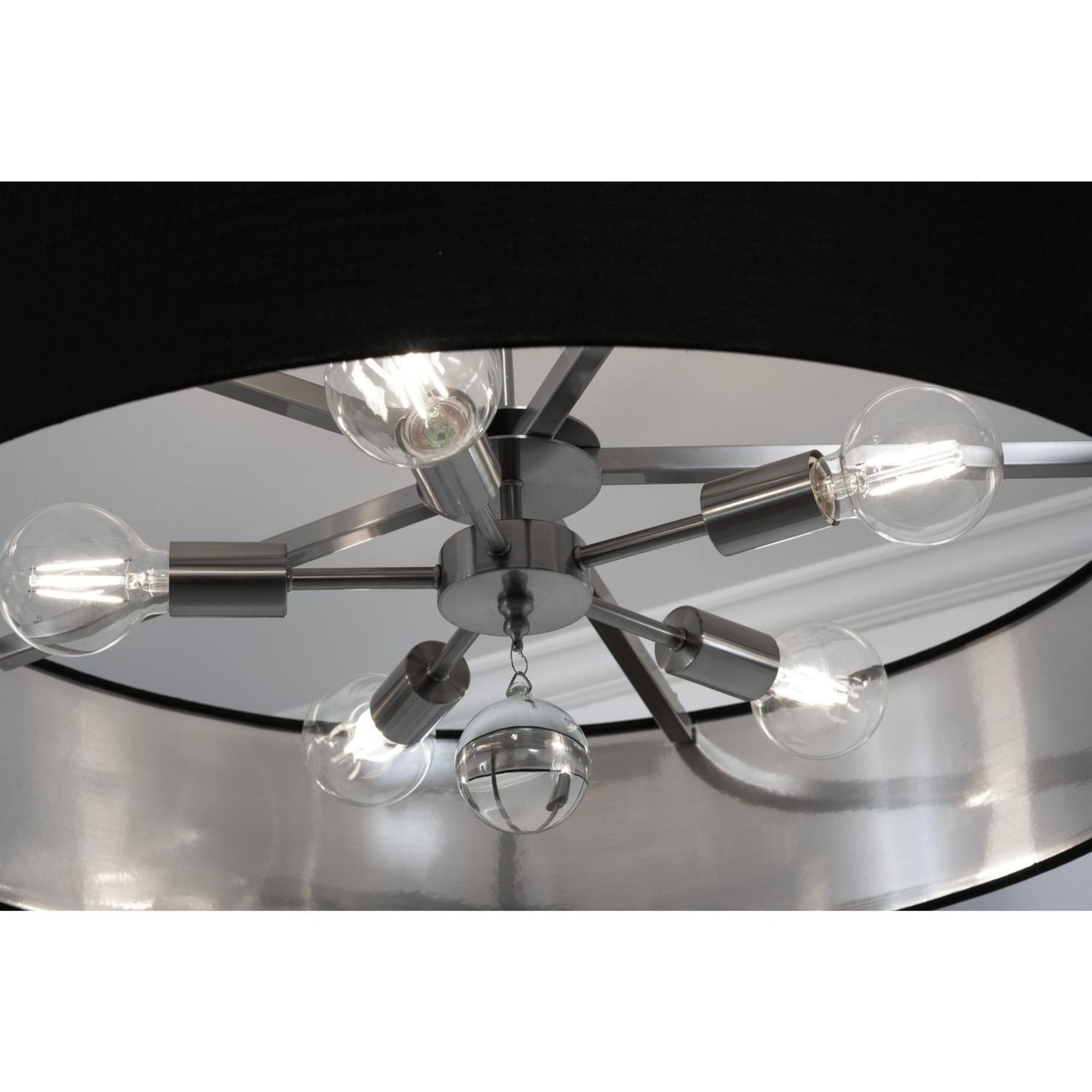 Celine 30'' 5-Light Convertible Pendant Light, Satin Nickel Finish with White/Gold shade - Bees Lighting