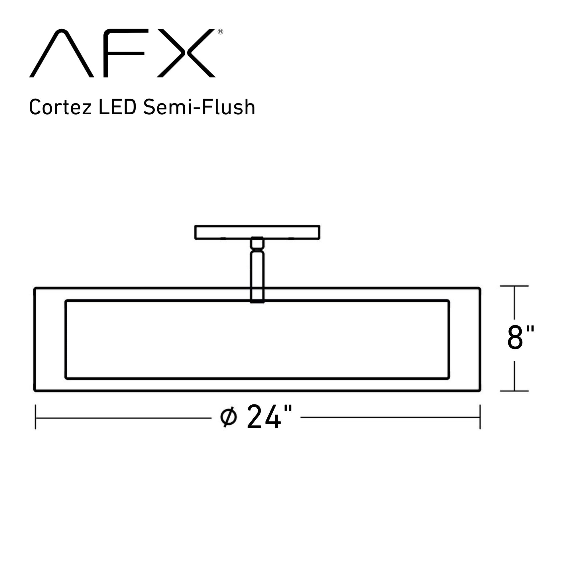 Cortez 24 in. LED Semi flush Mount Light Selectable CCT Satin Nickel finish - Bees Lighting