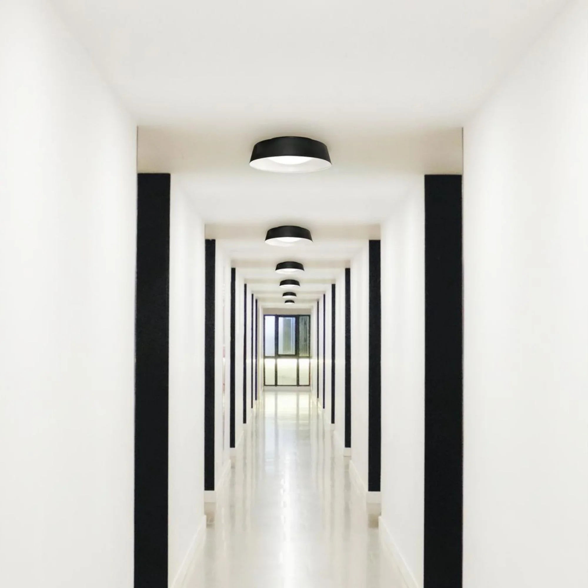 Duncan 19.5" LED Flush Mount, Black and White Finish - Bees Lighting