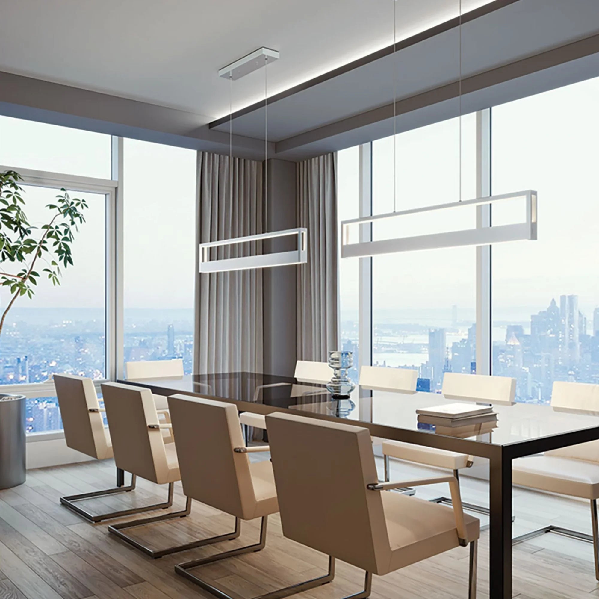 Echo 45" LED Linear Pendant, White Finish - Bees Lighting