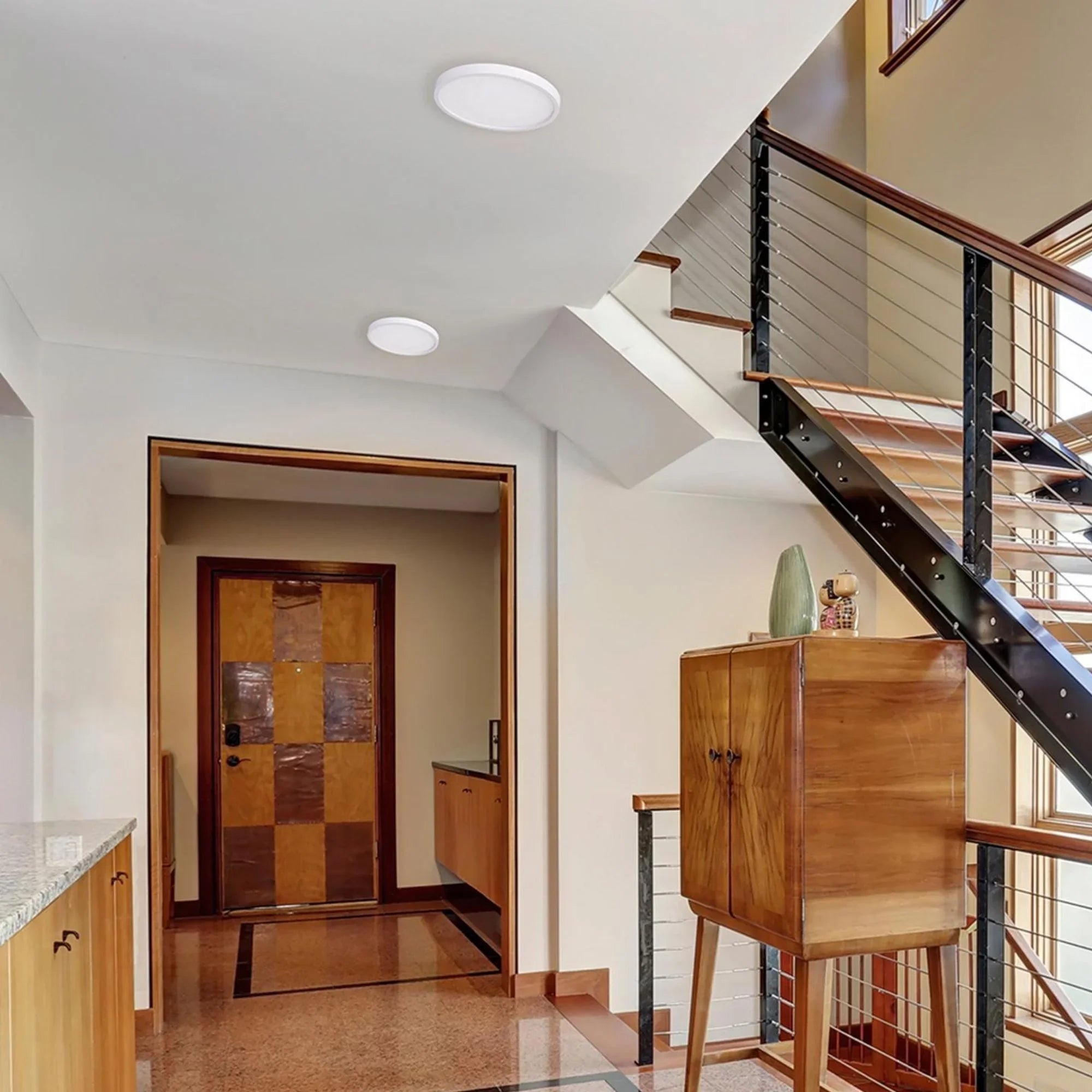 Edge Round 12" LED Flush Mount, Black Finish - Bees Lighting