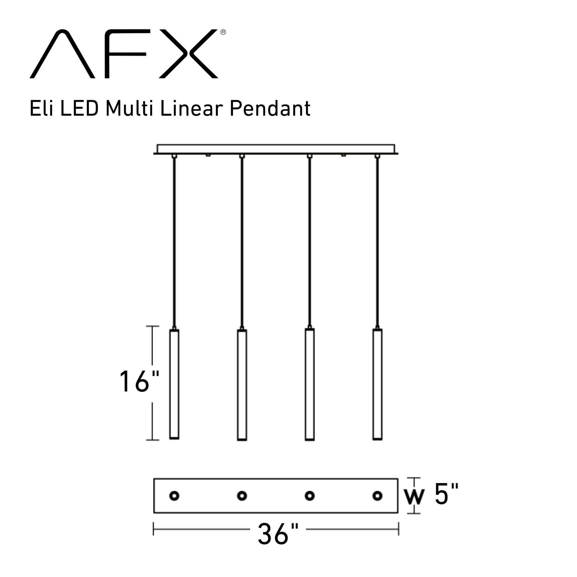 Eli 4 Lights 36 In. LED Pendant Light Black Finish - Bees Lighting