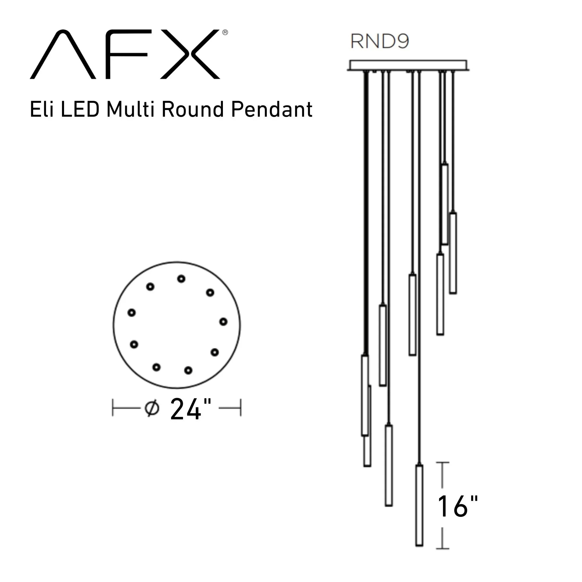 Eli 24" LED Multi-Port Pendant, Black Finish - Bees Lighting