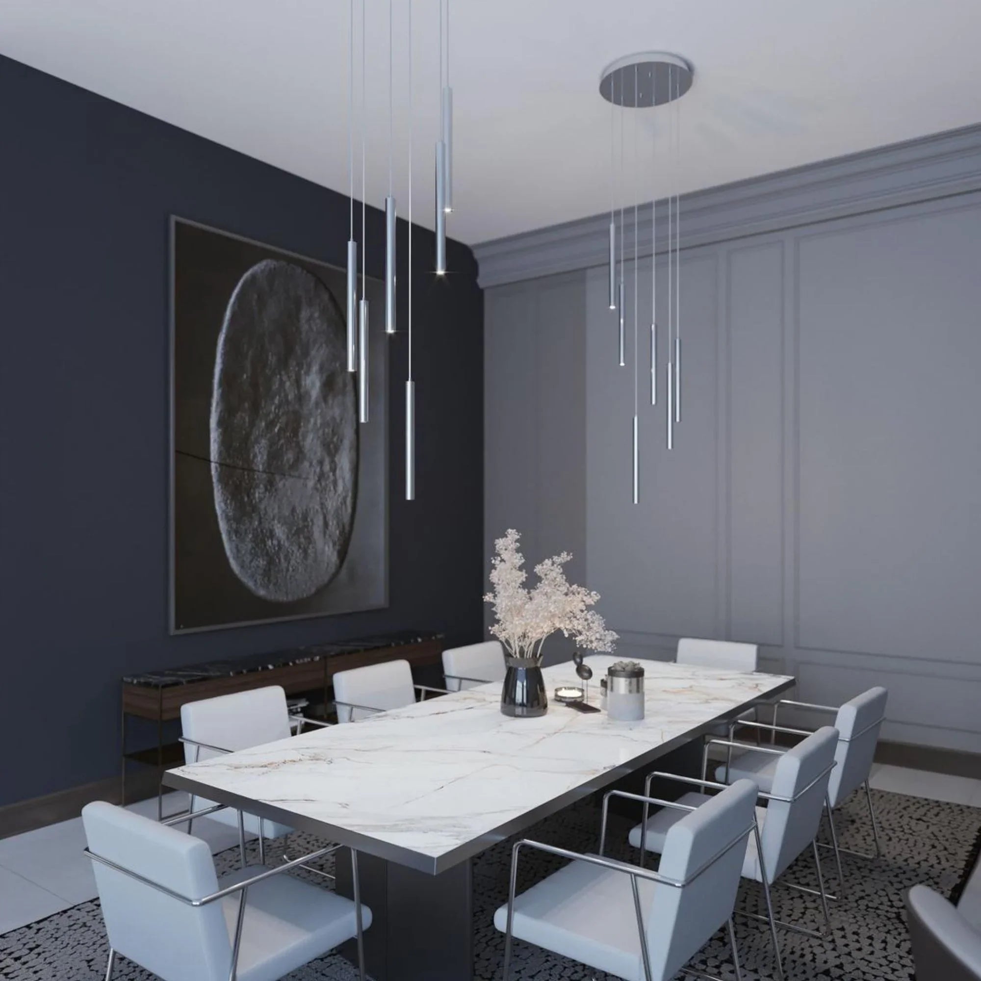 Eli 24" LED Multi-Port Pendant, Black Finish - Bees Lighting