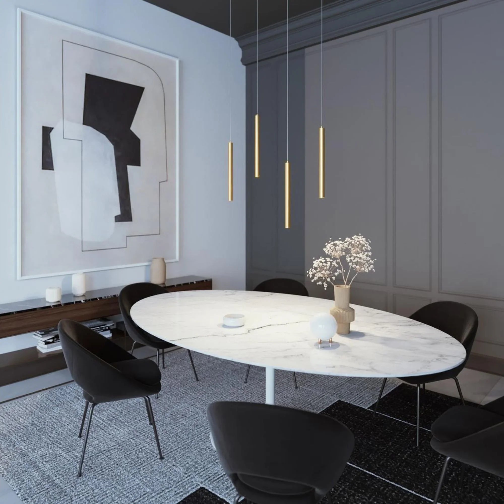 Eli 36" LED Linear Pendant, Satin Brass Finish - Bees Lighting