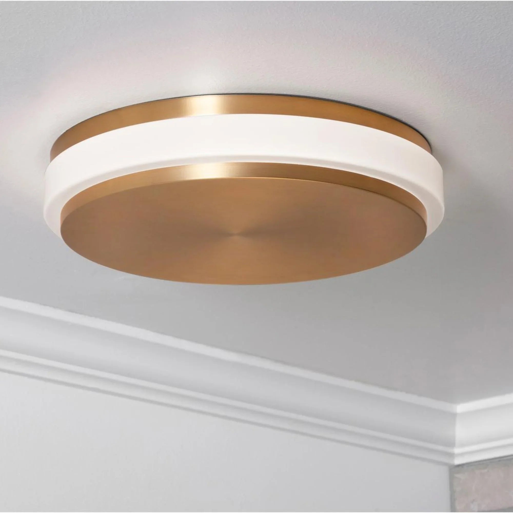 Eris 14" LED Flush Mount, 5CCT, Light Antique Brass Finish