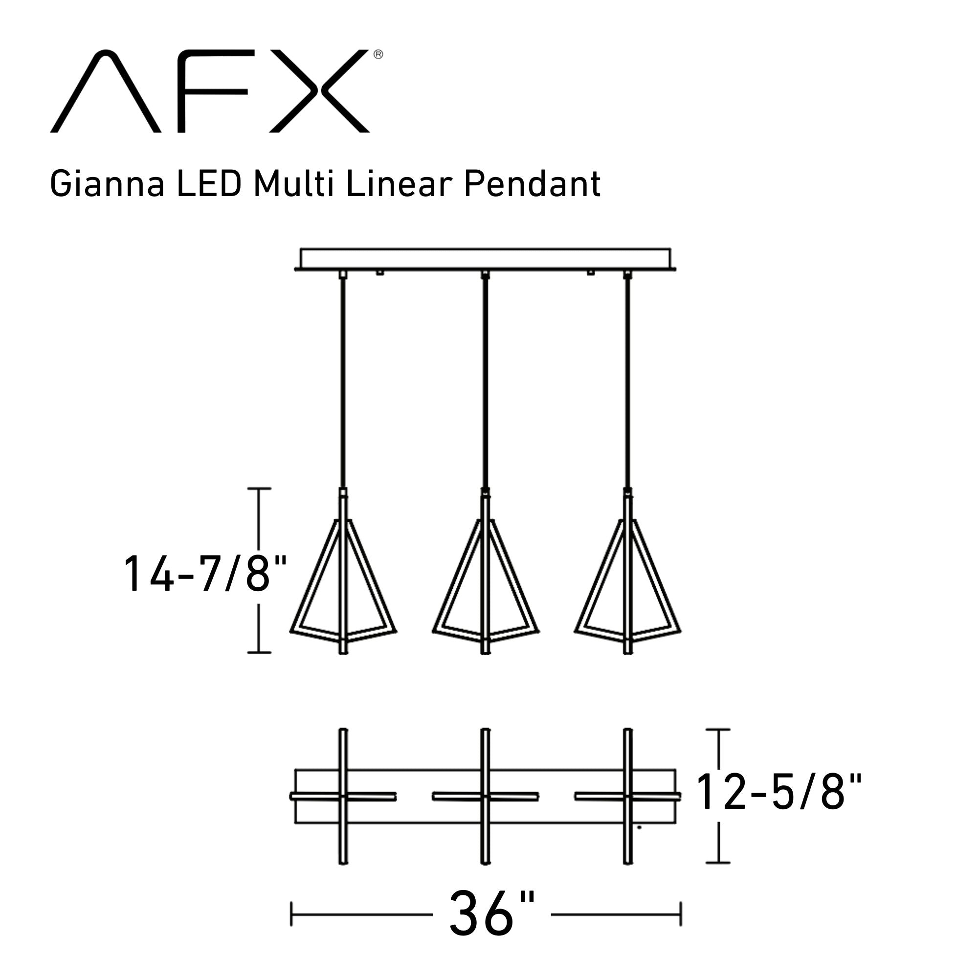 Gianna 3 Lights 36 In. LED Pendant Light Black Finish - Bees Lighting