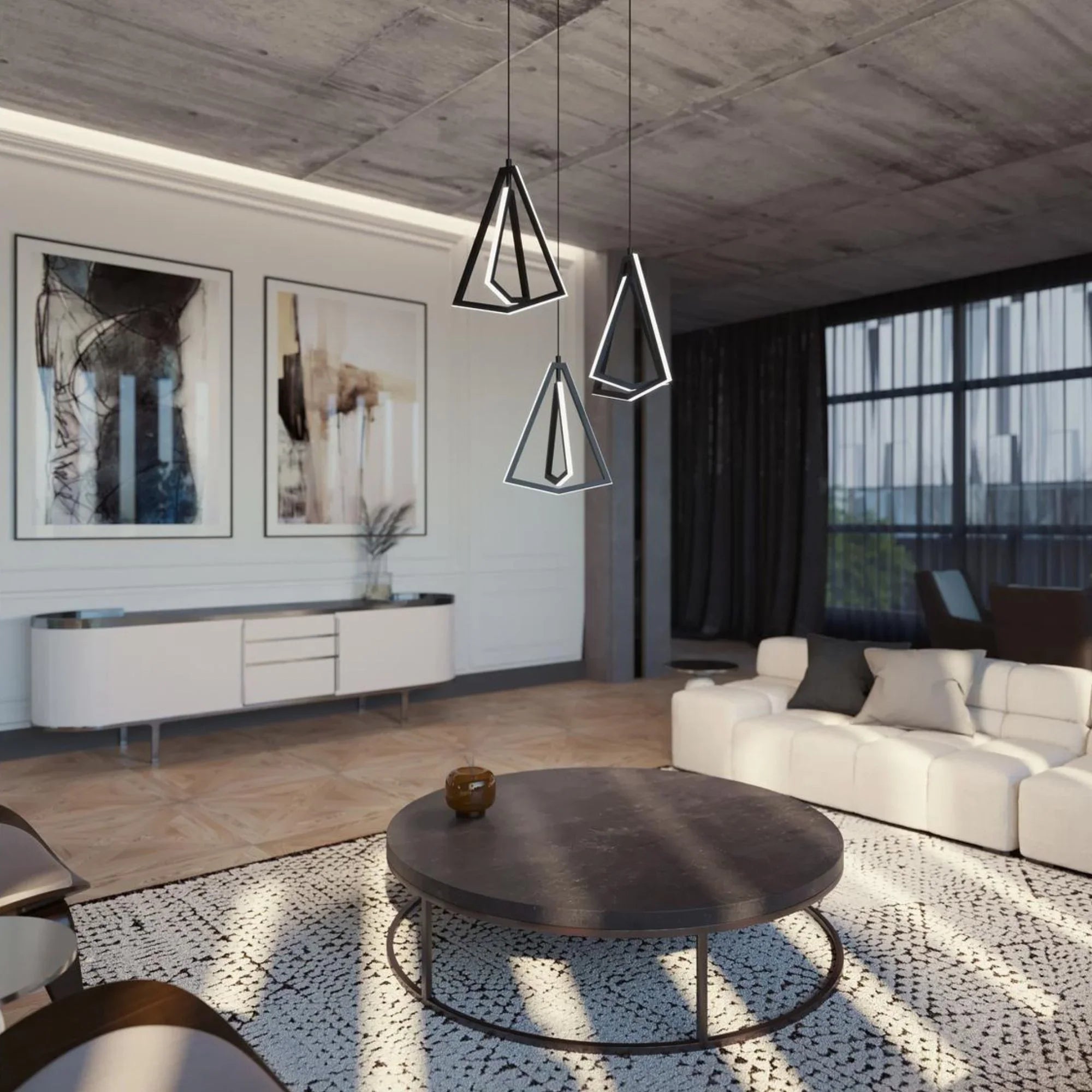 Gianna 28" LED Multi-Port Pendant, Black Finish - Bees Lighting