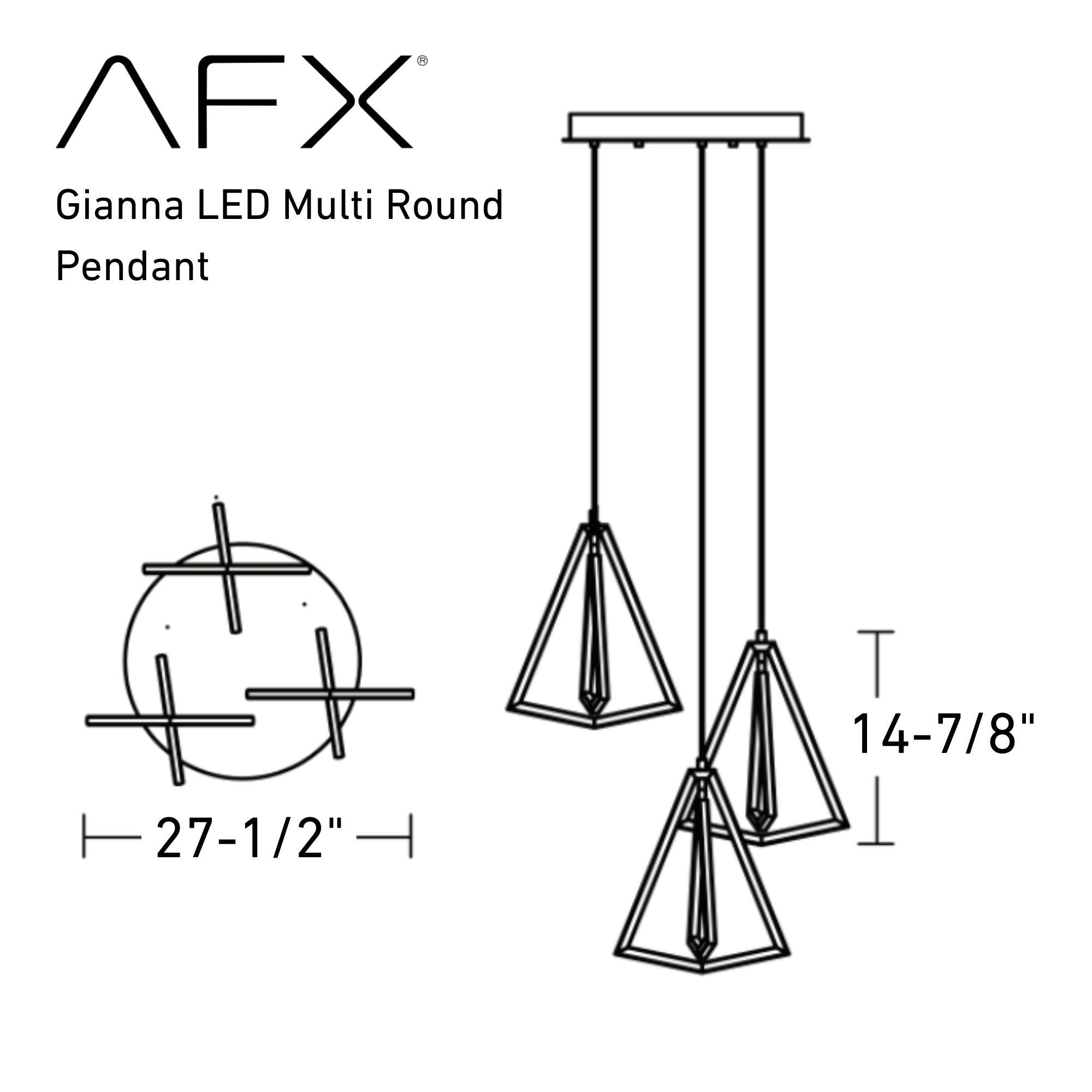 Gianna 3 Lights 28 In. LED Pendant Light Black Finish - Bees Lighting