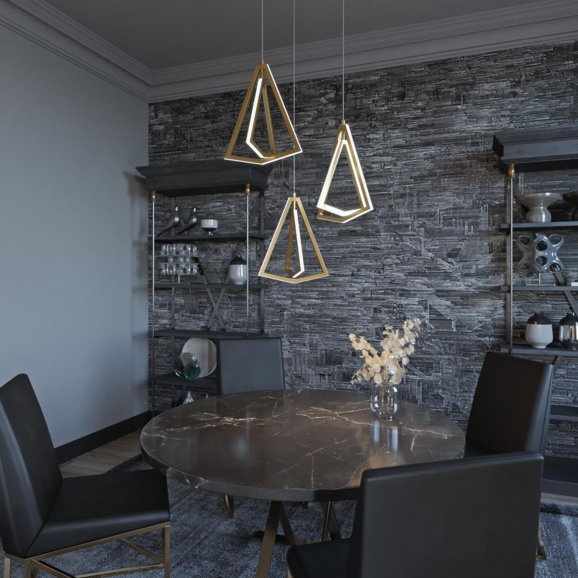 Gianna 3 Lights 28 In. LED Pendant Light Black Finish - Bees Lighting