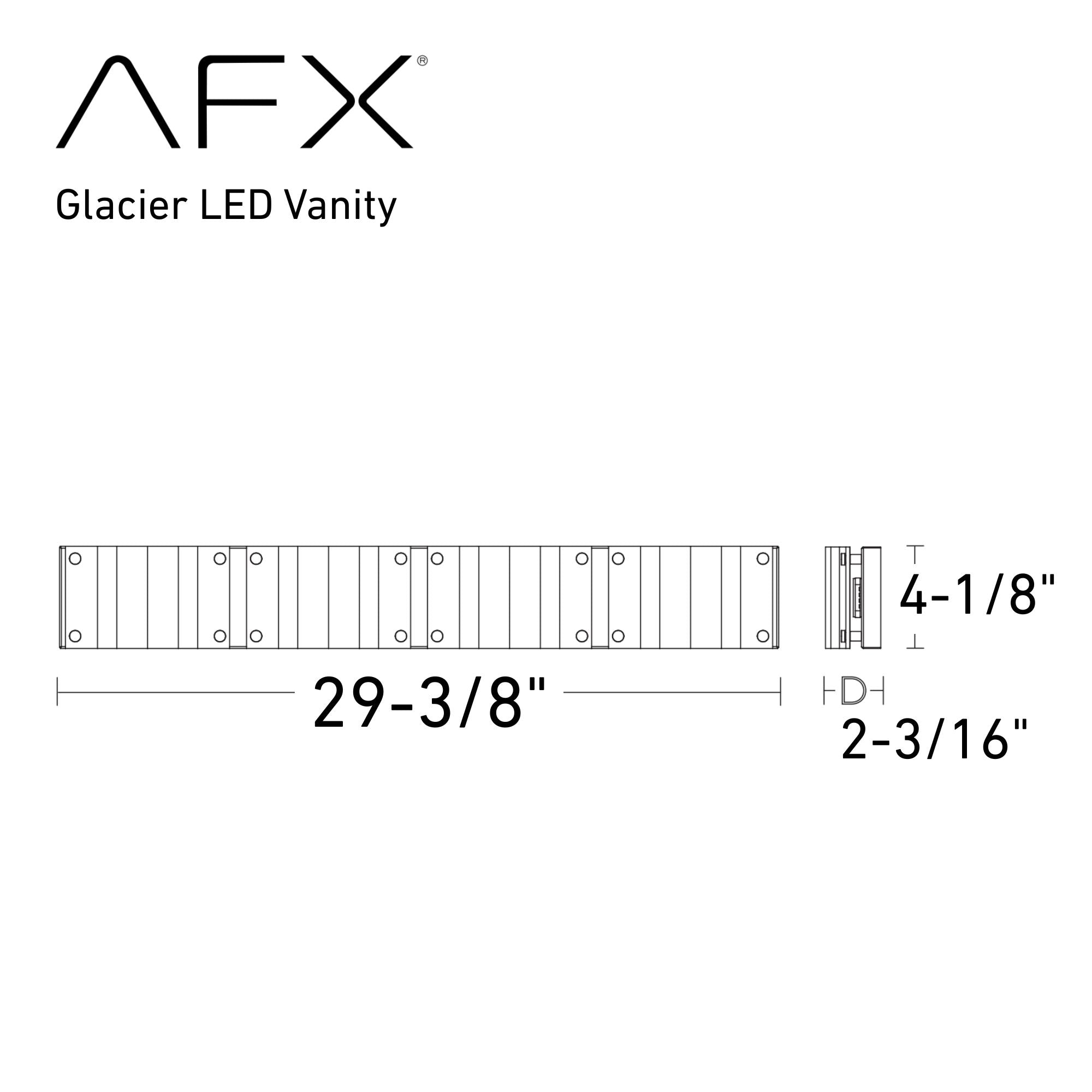 Glacier 29 in. 4 lights LED Vanity Light Polished Chrome finish - Bees Lighting