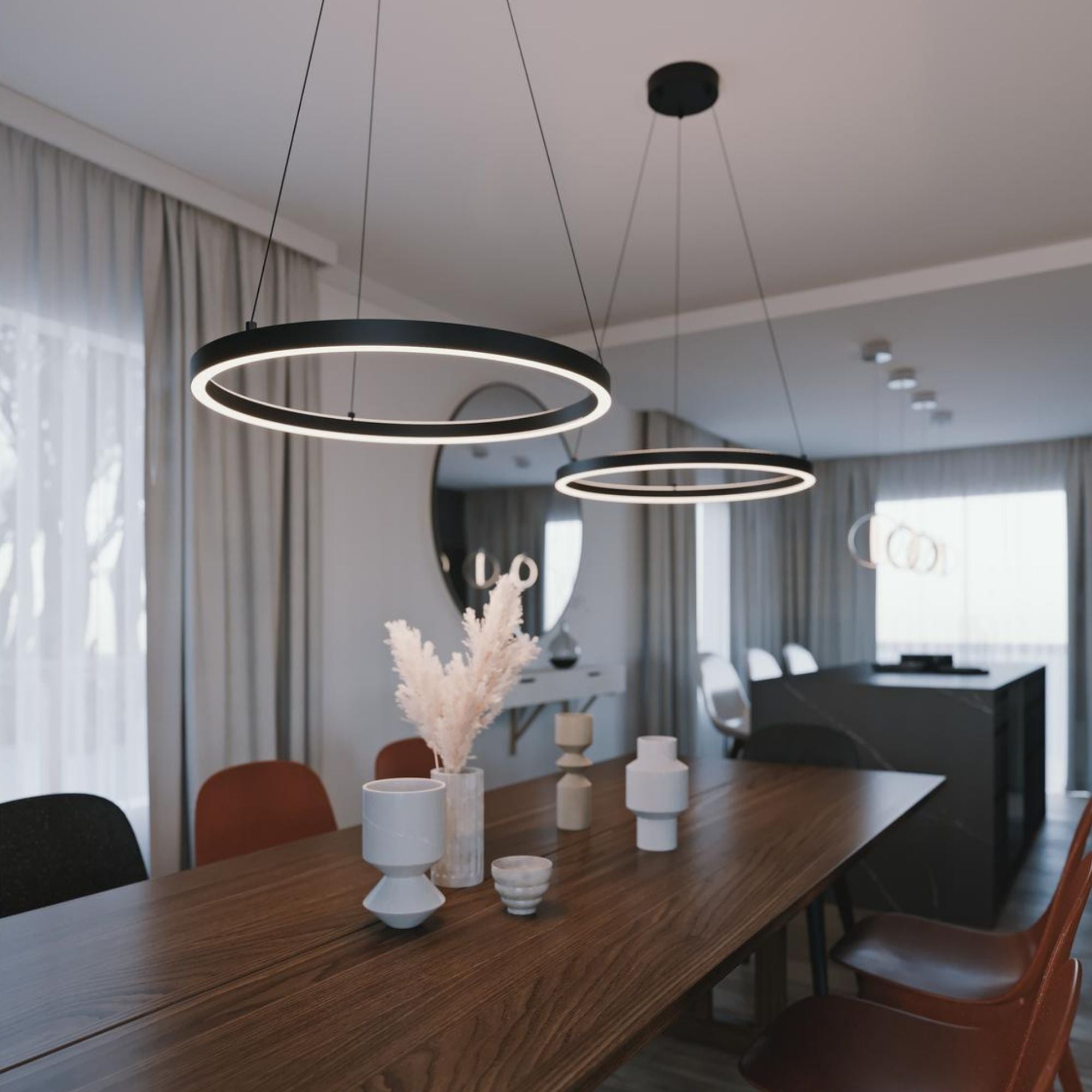 Glo 36 In. LED Pendant Light Black Finish - Bees Lighting