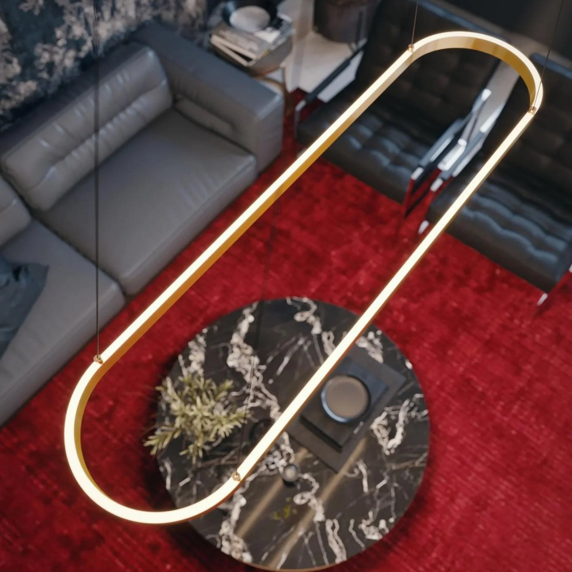 Glo 47" LED Linear Pendant, Satin Brass Finish - Bees Lighting