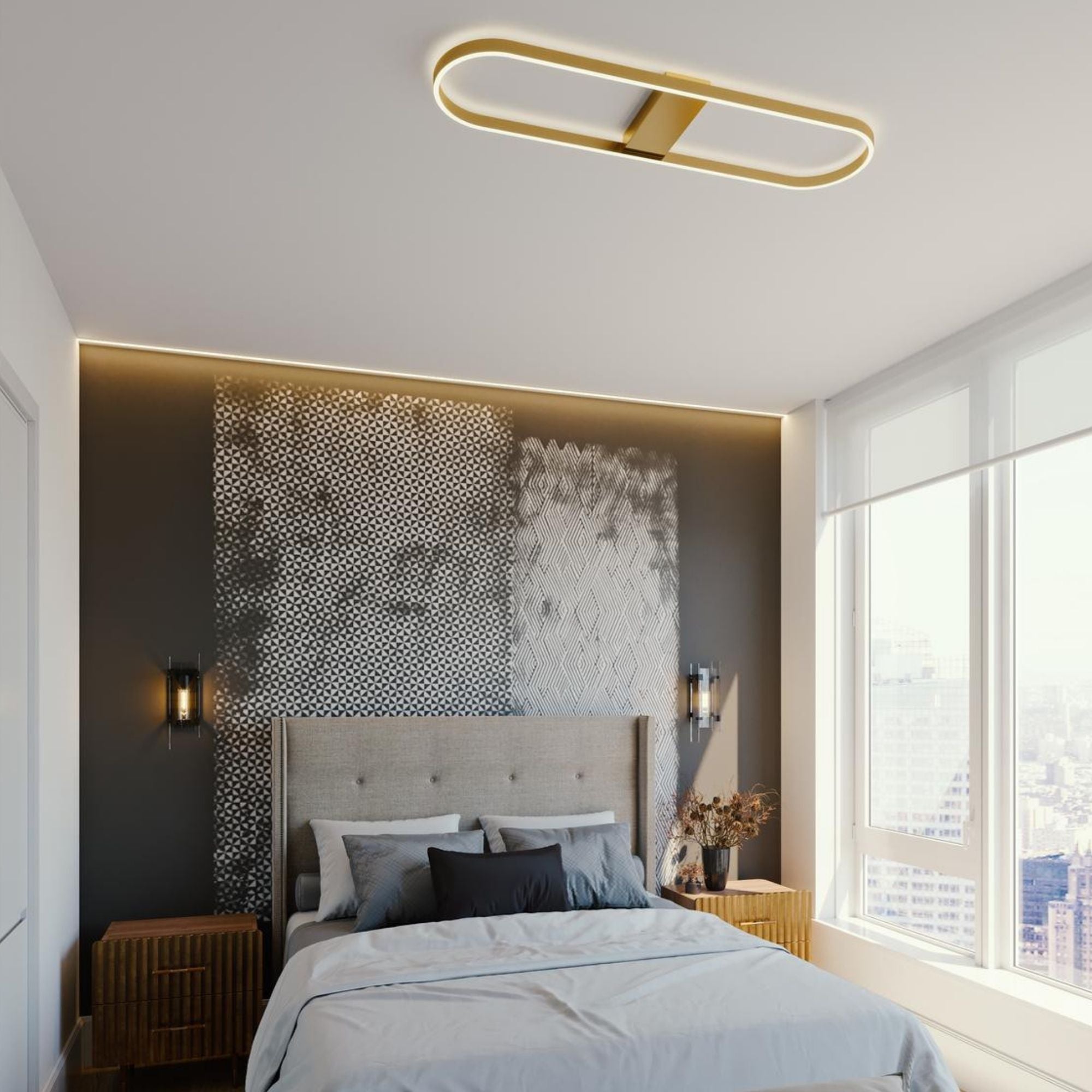 Glo 48 In. LED Semi-flush Mount Light Black Finish - Bees Lighting