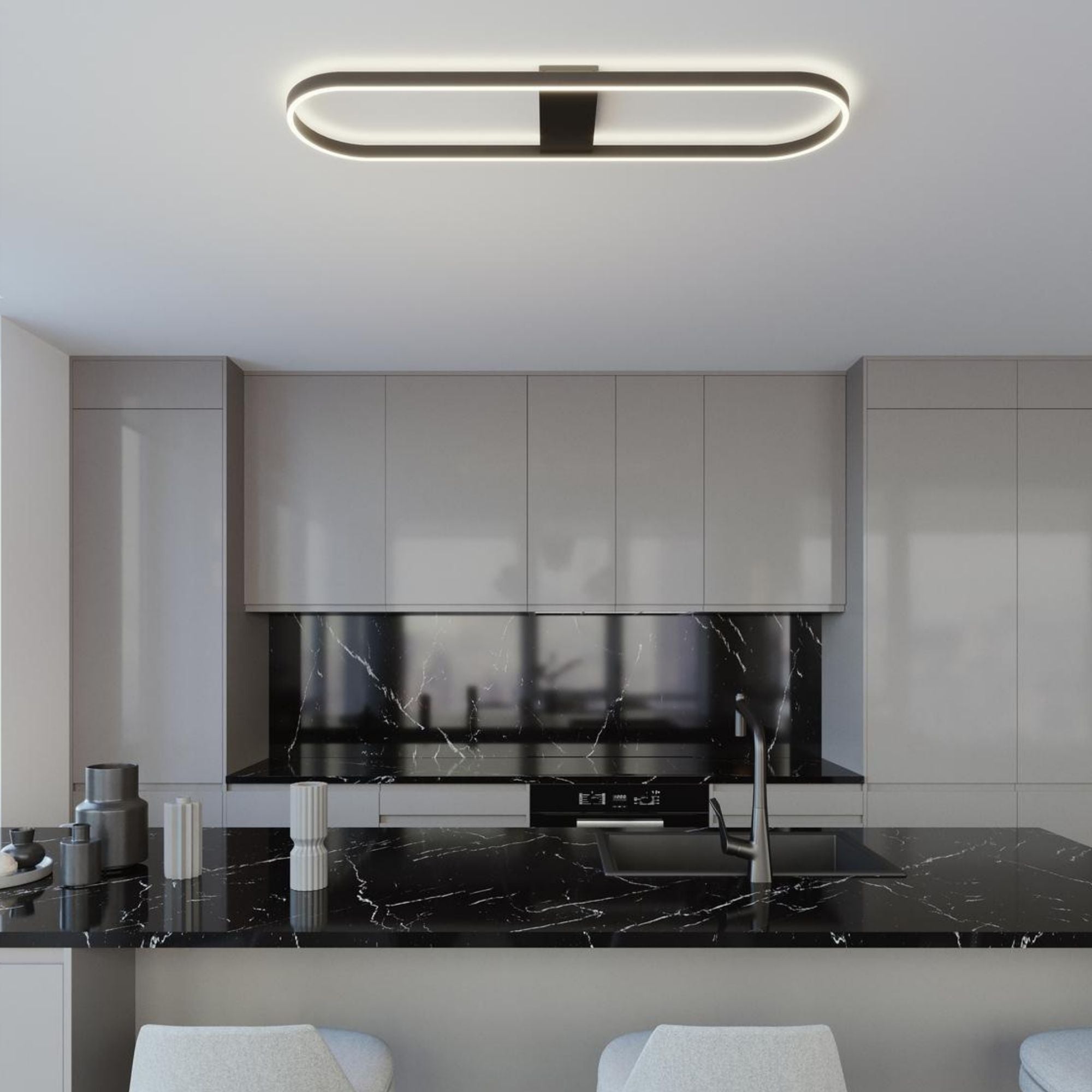 Glo 48 In. LED Semi-flush Mount Light Satin Brass Finish - Bees Lighting