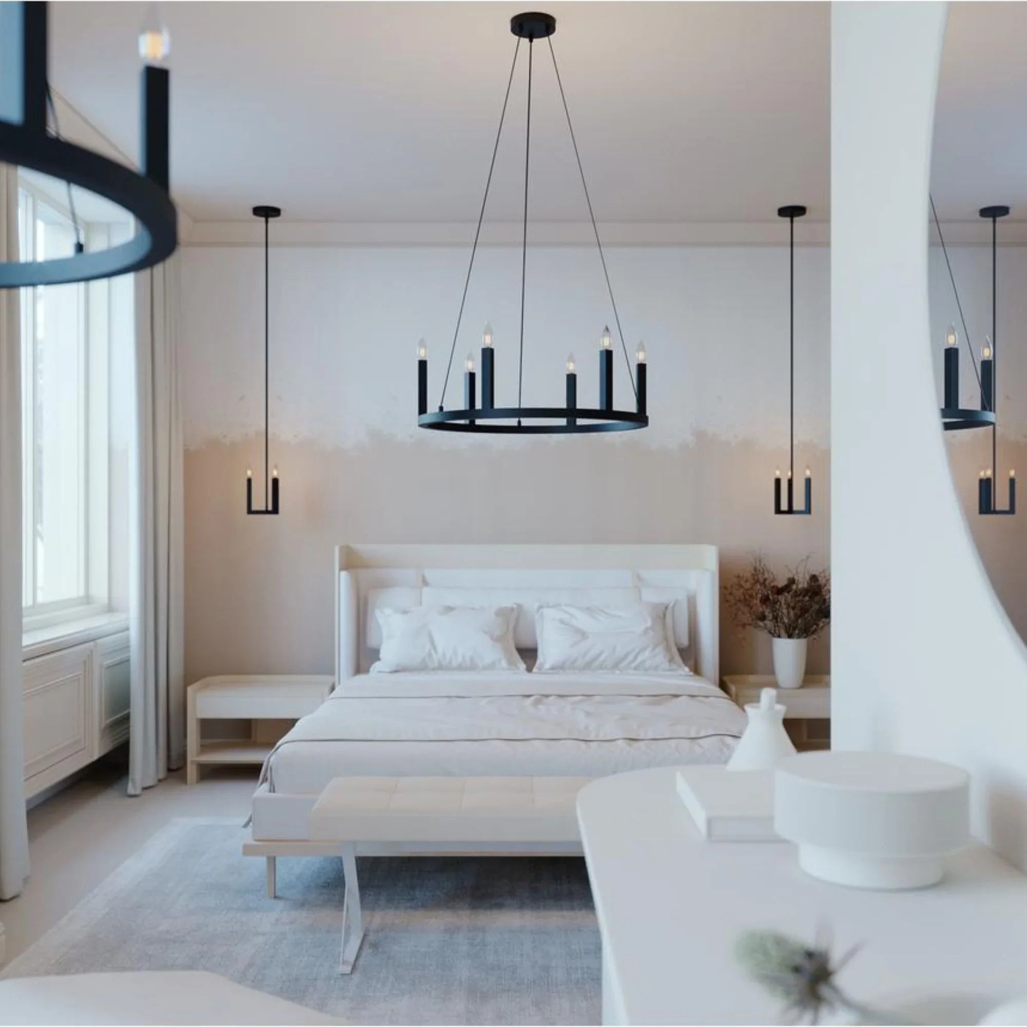 Grace 26" 6-Light Pendant, Black Finish - Bees Lighting