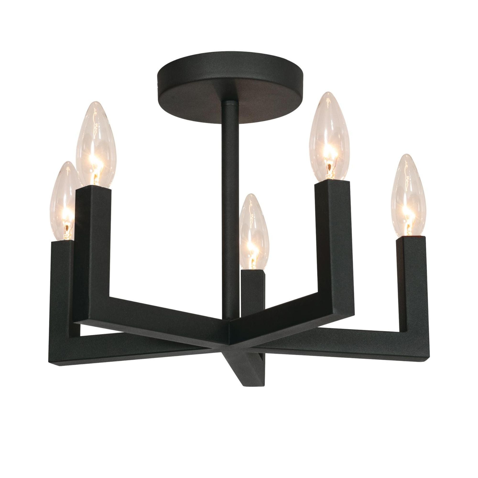 Grace 14 in. 5 lights Semi flush Mount Light Black finish - Bees Lighting