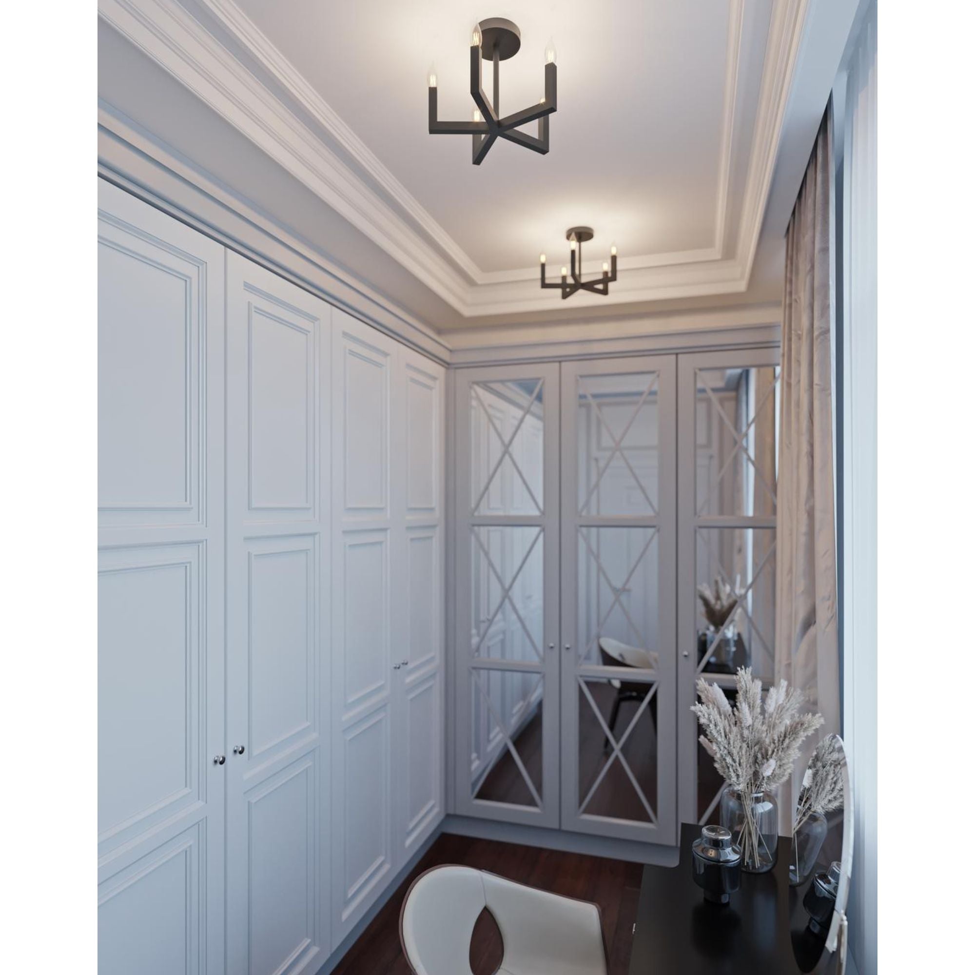 Grace 14 in. 5 lights Semi flush Mount Light Black finish - Bees Lighting