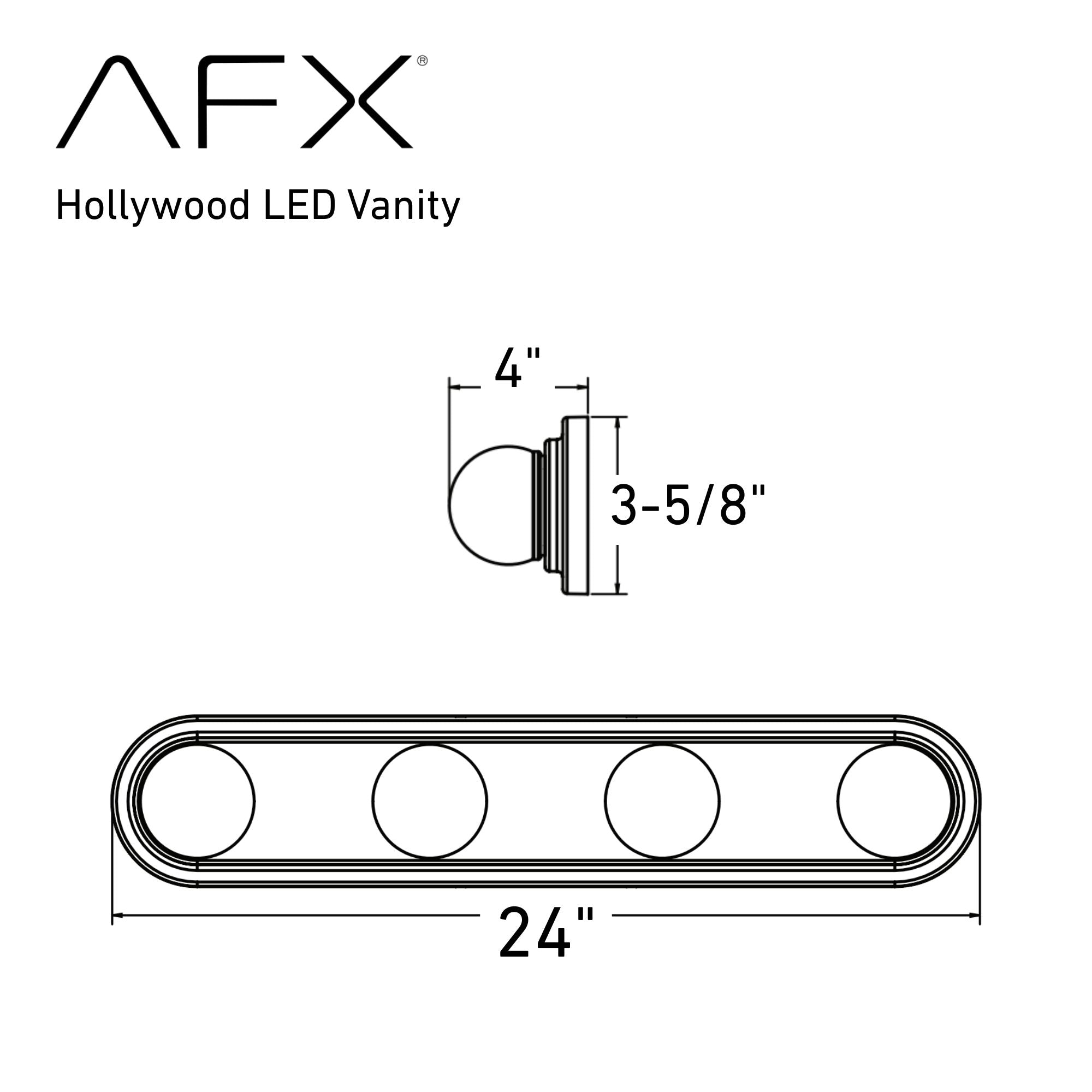 Hollywood 24 in. 4 lights LED Vanity Light Satin Nickel finish - Bees Lighting