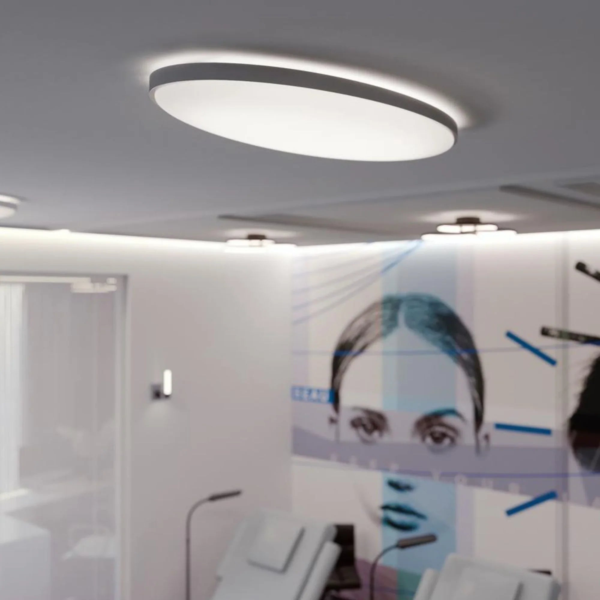 Ideal 32" LED Flush Mount, Satin Nickel Finish - Bees Lighting