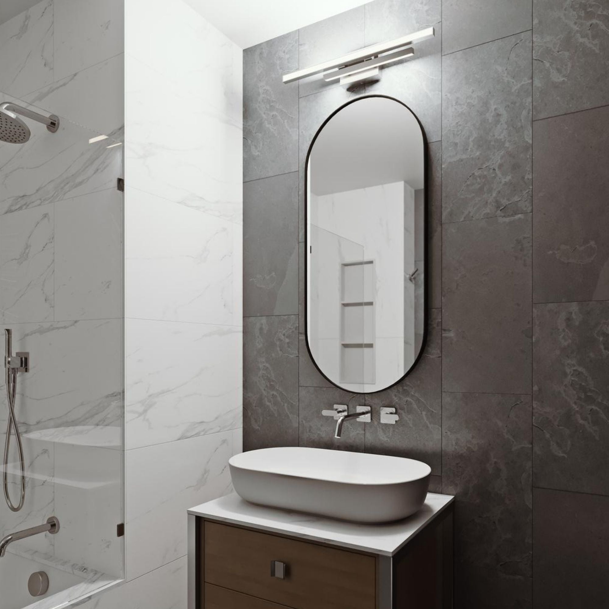Indra 36 In. LED Bath Bar Satin Nickel Finish - Bees Lighting