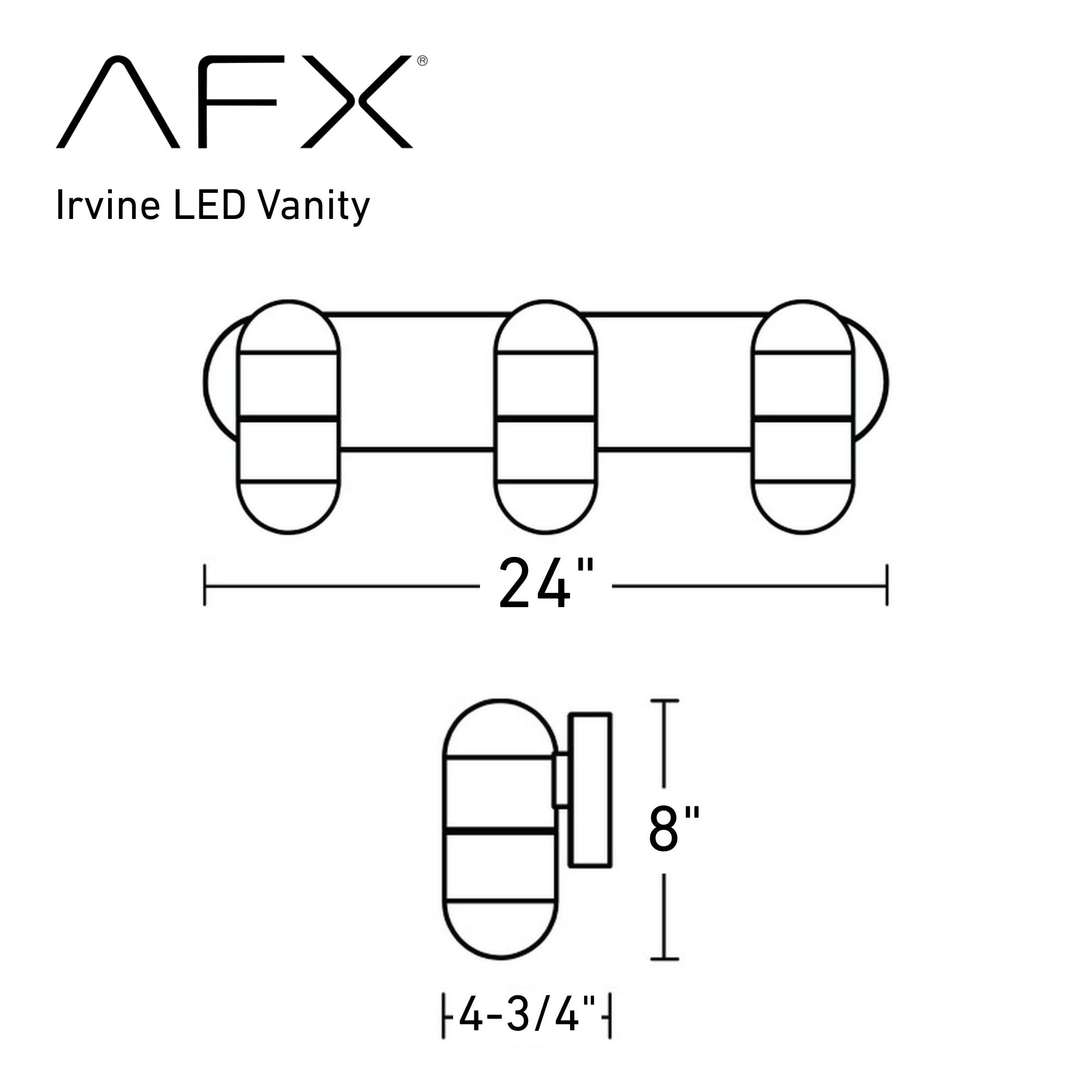 Irvine 24'' 3-Light LED Bathroom Vanity Light, Black Finish - Bees Lighting