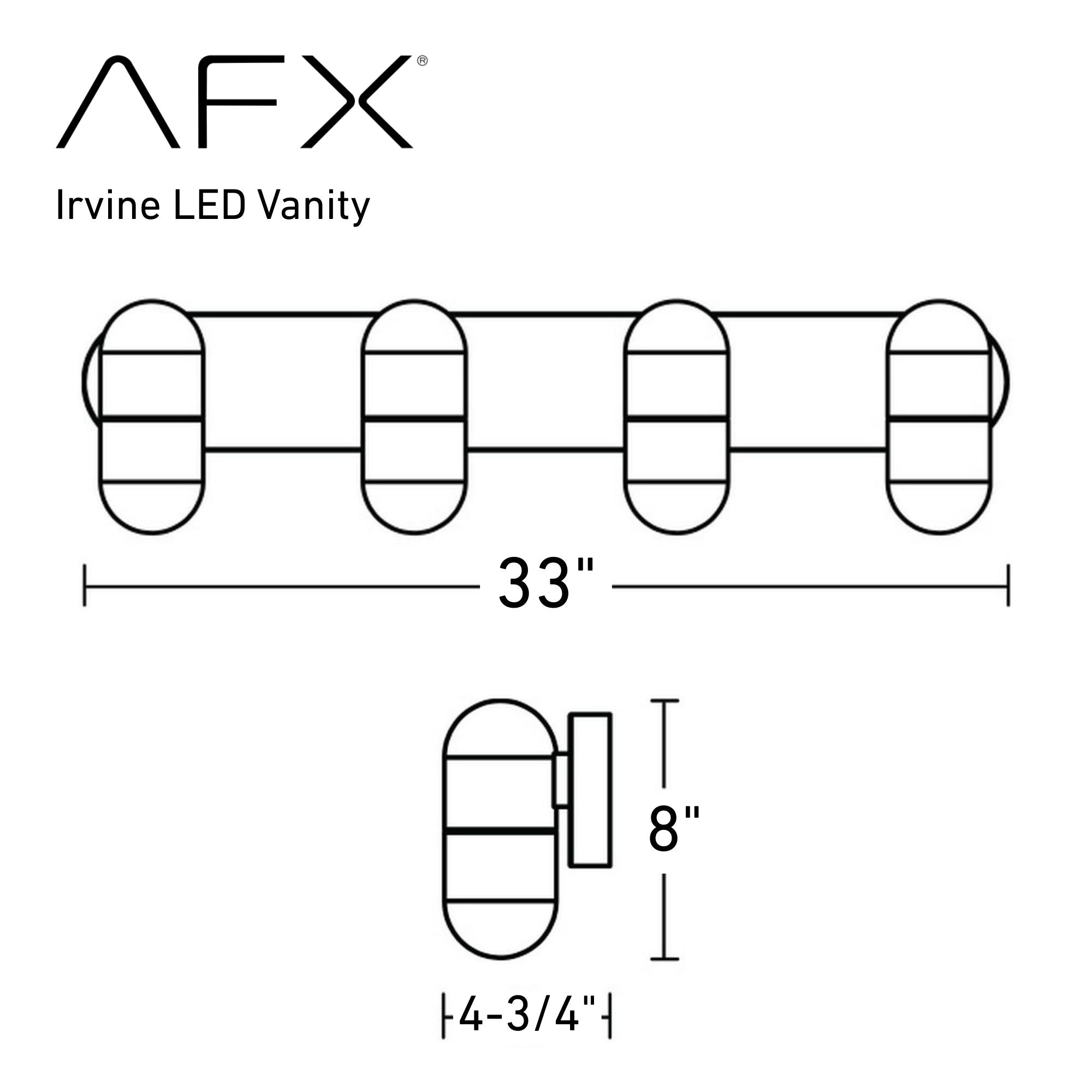 Irvine 33'' 4-Light LED Bathroom Vanity Light, Black Finish - Bees Lighting