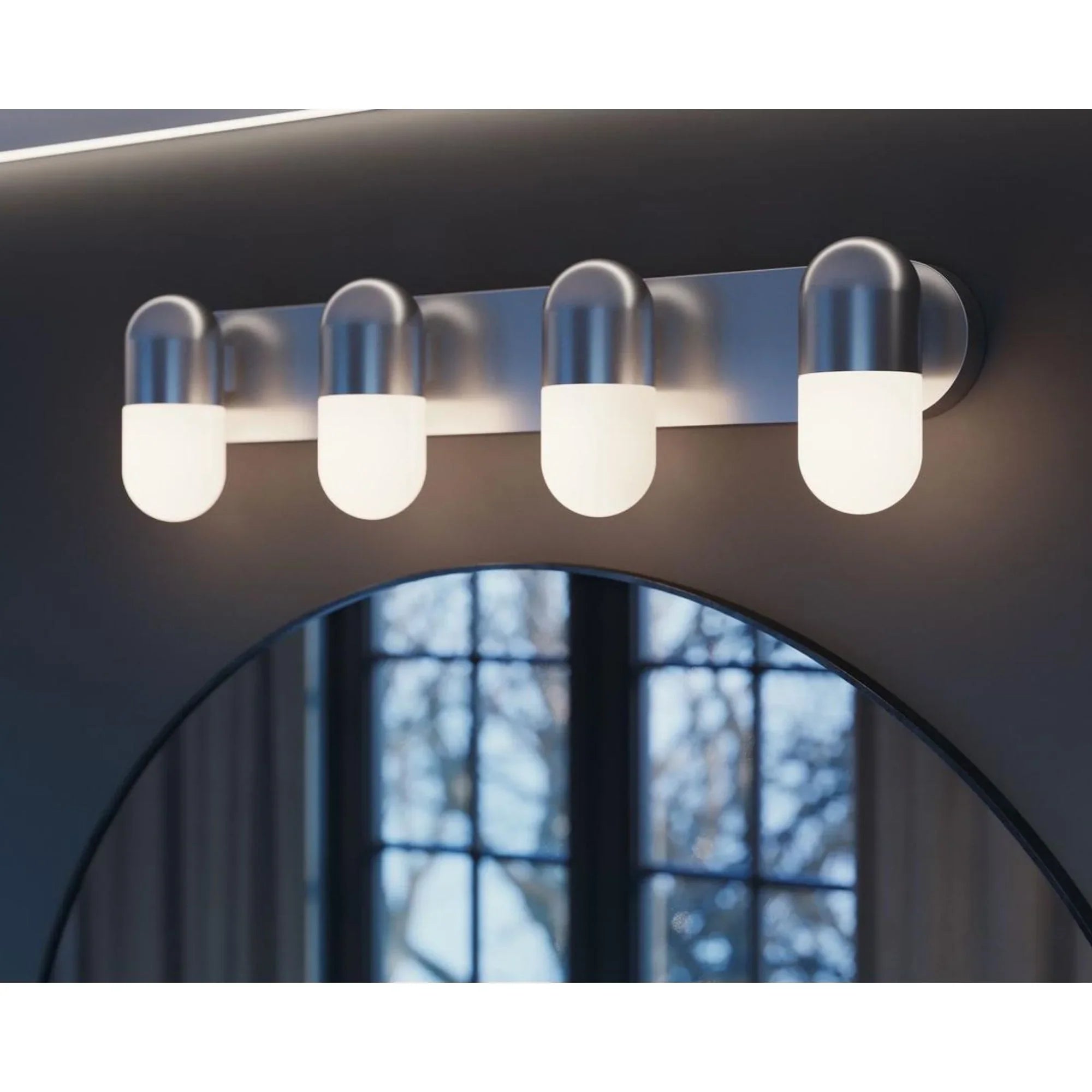 Irvine 33'' 4-Light LED Bathroom Vanity Light, Satin Nickel Finish - Bees Lighting
