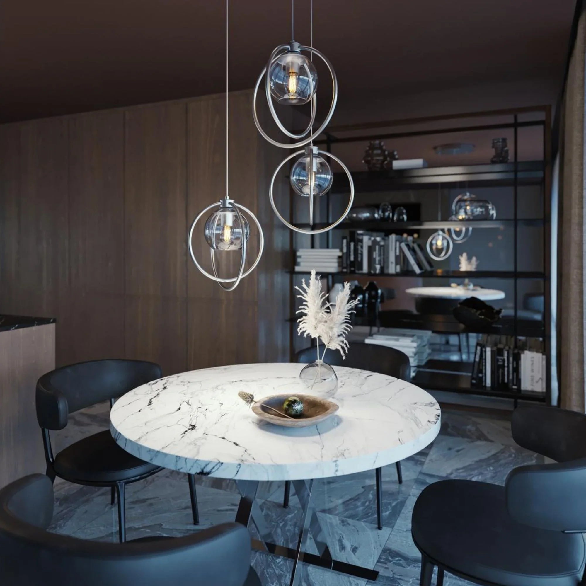 Jamie 26" Multi-Port Pendant, Satin Nickel Finish - Bees Lighting