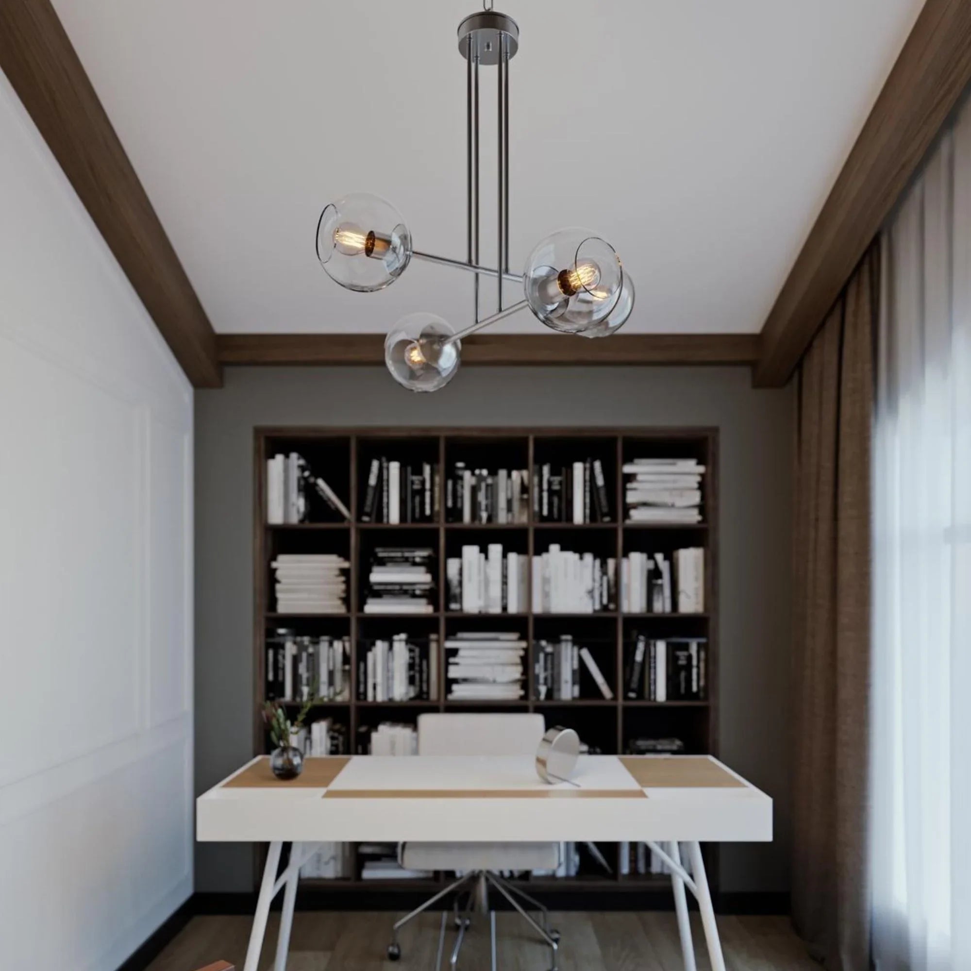 Jamie 25" 4-Light Pendant, Satin Nickel Finish - Bees Lighting